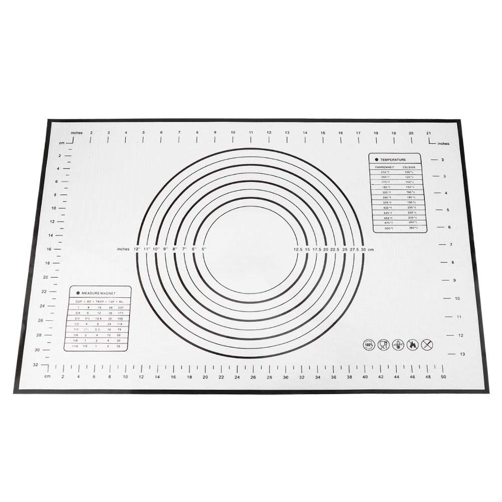 Non-Stick Silicone Baking Mat 40x60cm with Measurement Scales - Large Dough Rolling Mat for Kneading, Pastry Making & Cookie Decorating - Perfect for Home Bakers & Professional Kitchens (Black)