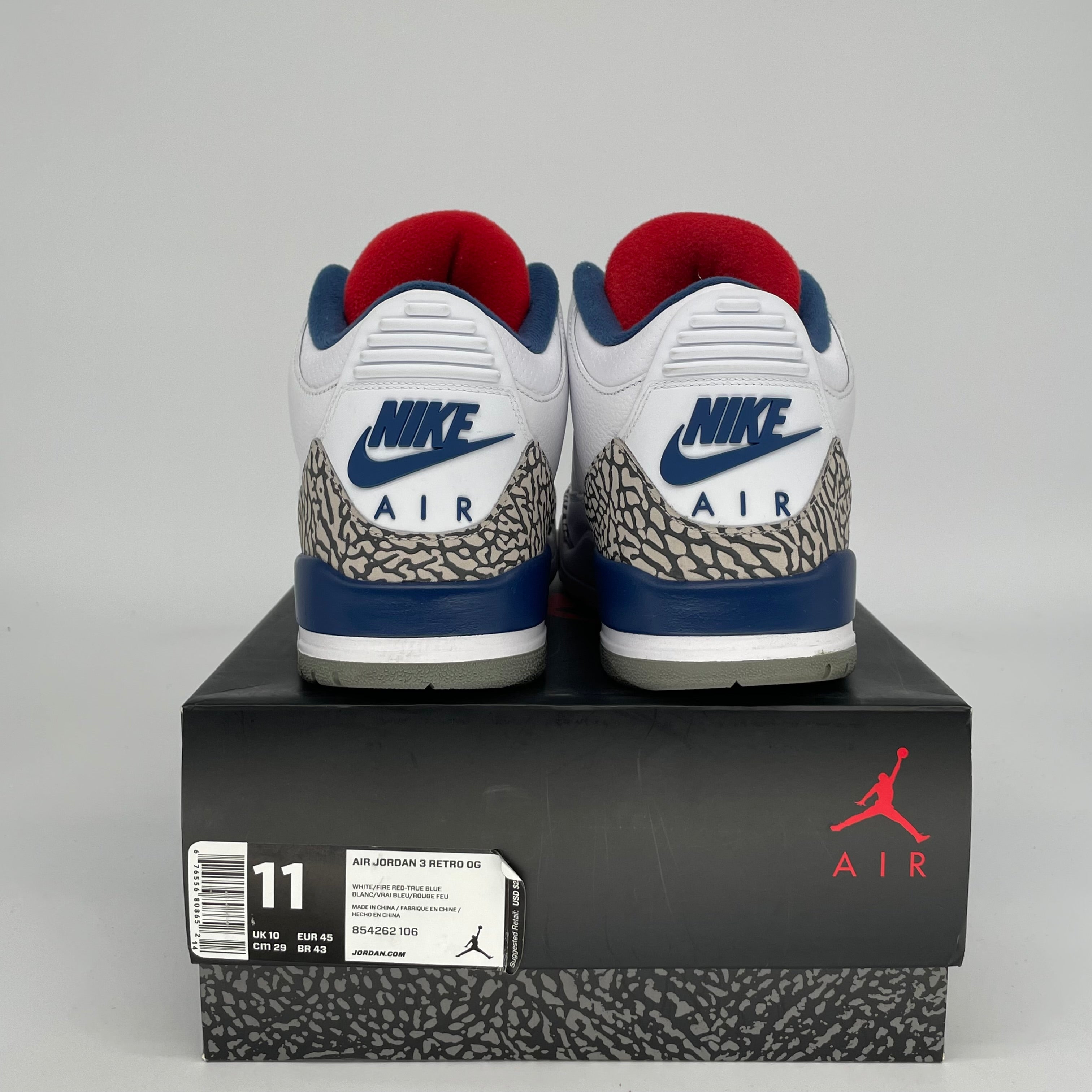 Original Air Jordan 3 Retro 'True Blue' Men's Basketball Shoes - Size 11 (854262-106) - Perfect for Streetwear, Sneaker Collecting & Casual Sports Fashion