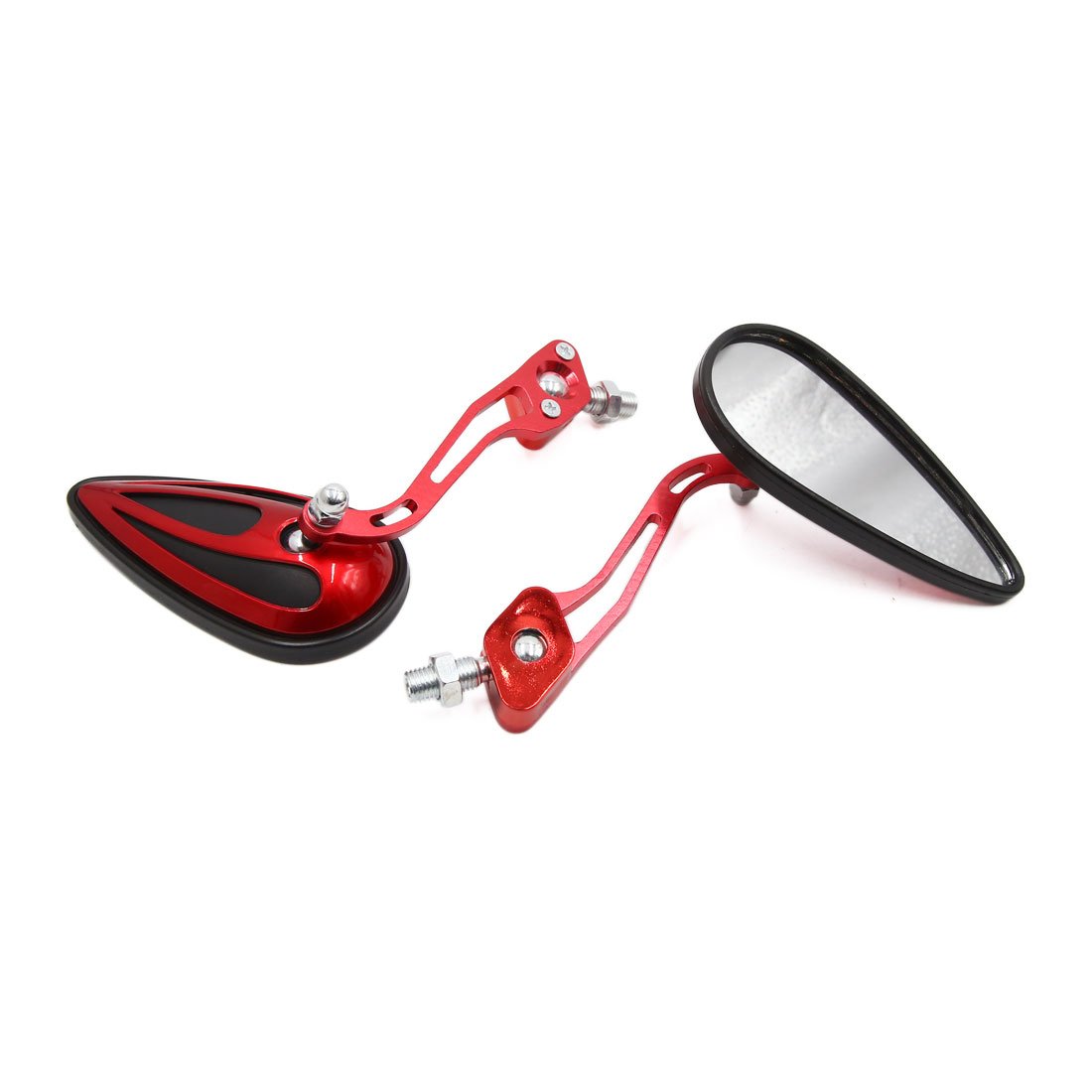 Universal Red Motorcycle Side Mirrors - 2pcs Adjustable Rearview Mirrors for Motorbikes, Cruisers & Scooters - Perfect for Safety & Style on Road Trips & Commuting
