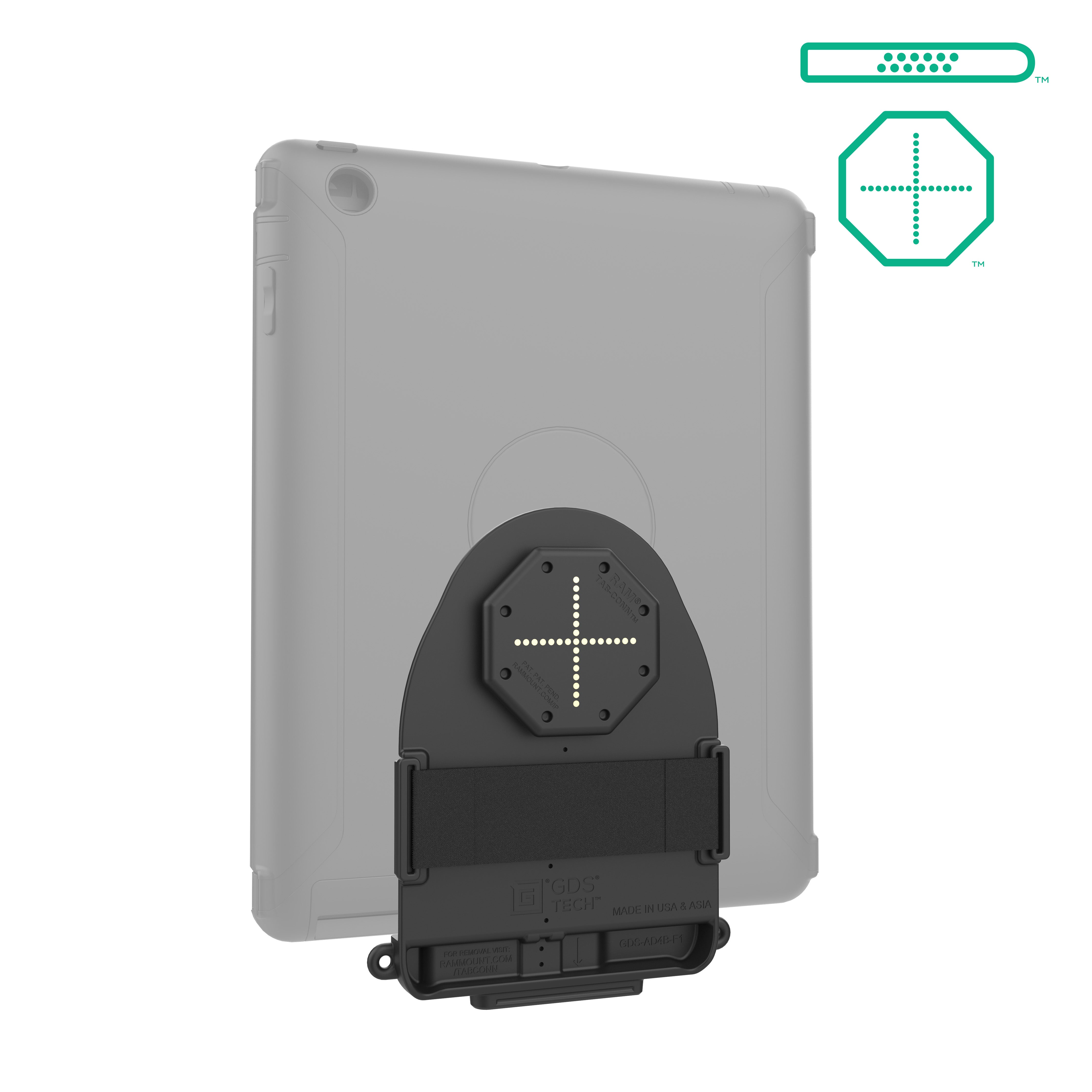 GDS® Tab Conn™ Adapter for OtterBox Defender Cases - D-Shape & Rear Pogo Pads - RAM GDS TABC OTD1DB - Perfect for Tablet Mounting in Vehicles, Workstations & Industrial Settings