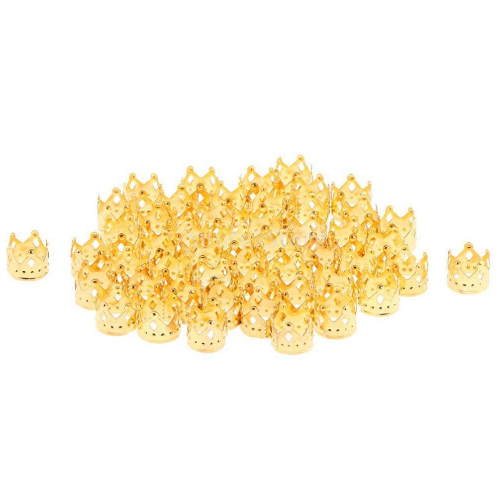 200 Pieces Gold Crown Dreadlock Beads - Adjustable Metal Hair Cuffs & Coils for Dreadlocks - Braid Rings & Hair Accessories for Men & Women - Perfect for Festivals, Parties & Boho Style