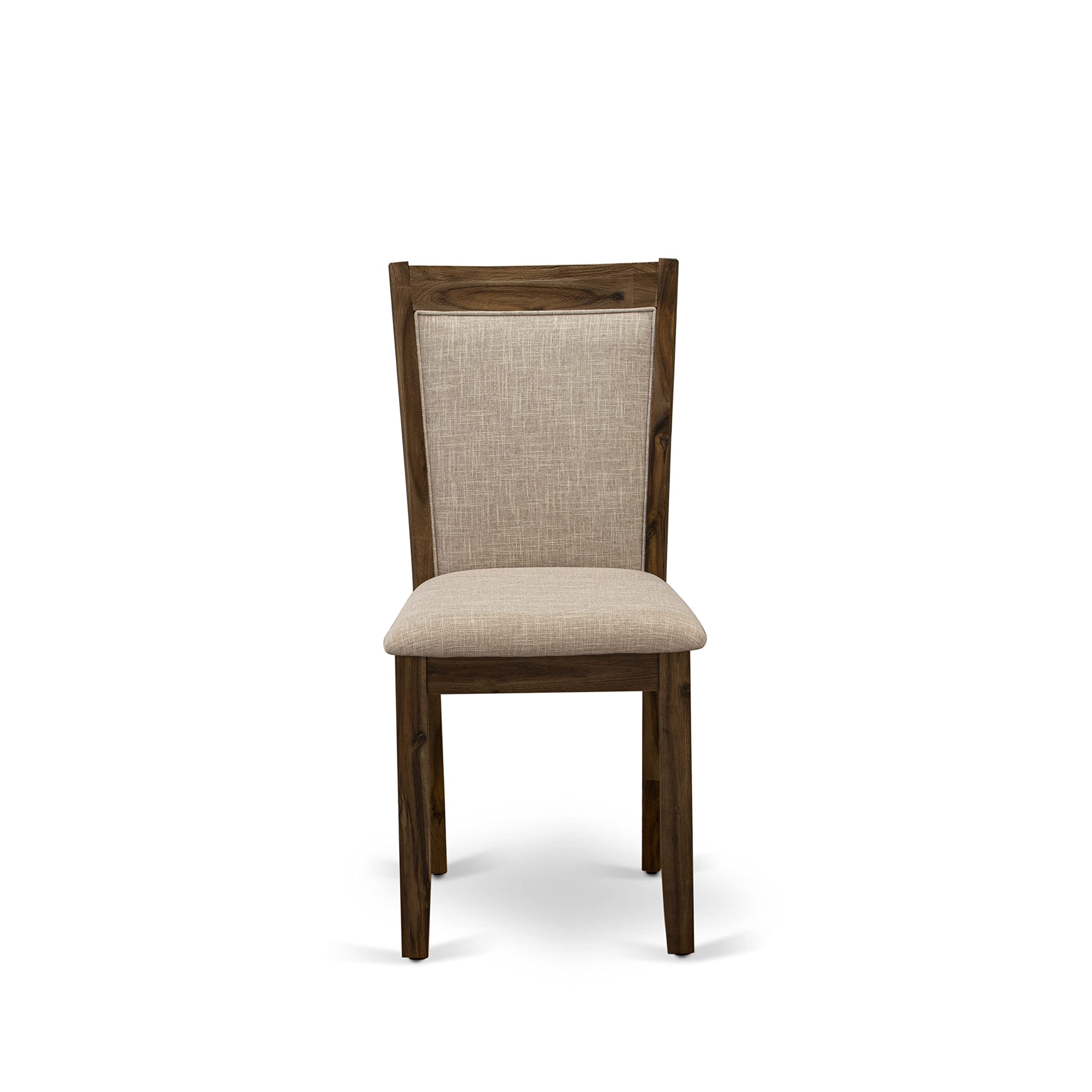 East West Furniture HBMZ3-AWN-04 3-Piece Round Dining Table Set with Pedestal Base & 2 Light Tan Linen Upholstered Chairs, 42x42 Inch, Antique Walnut - Perfect for Small Spaces, Breakfast Nooks & Cozy Kitchen Dining Areas