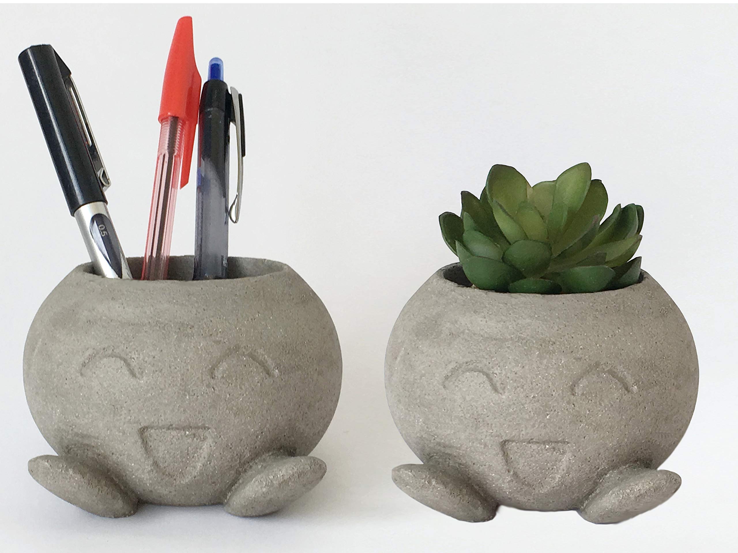 Oddish Planter Sculpture - Concrete Candle Holder, Pen Holder & Toy for Home Decor, Office Desk & Garden - Pokemon Inspired Planter for Succulents & Small Plants