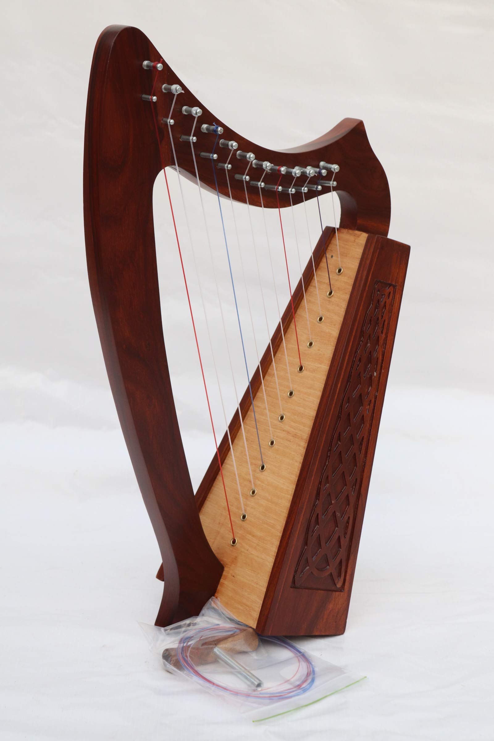 12 String Celtic Irish Harp with Carrying Bag, Strings & Tuner - Perfect for Folk Music, Performances & Travel