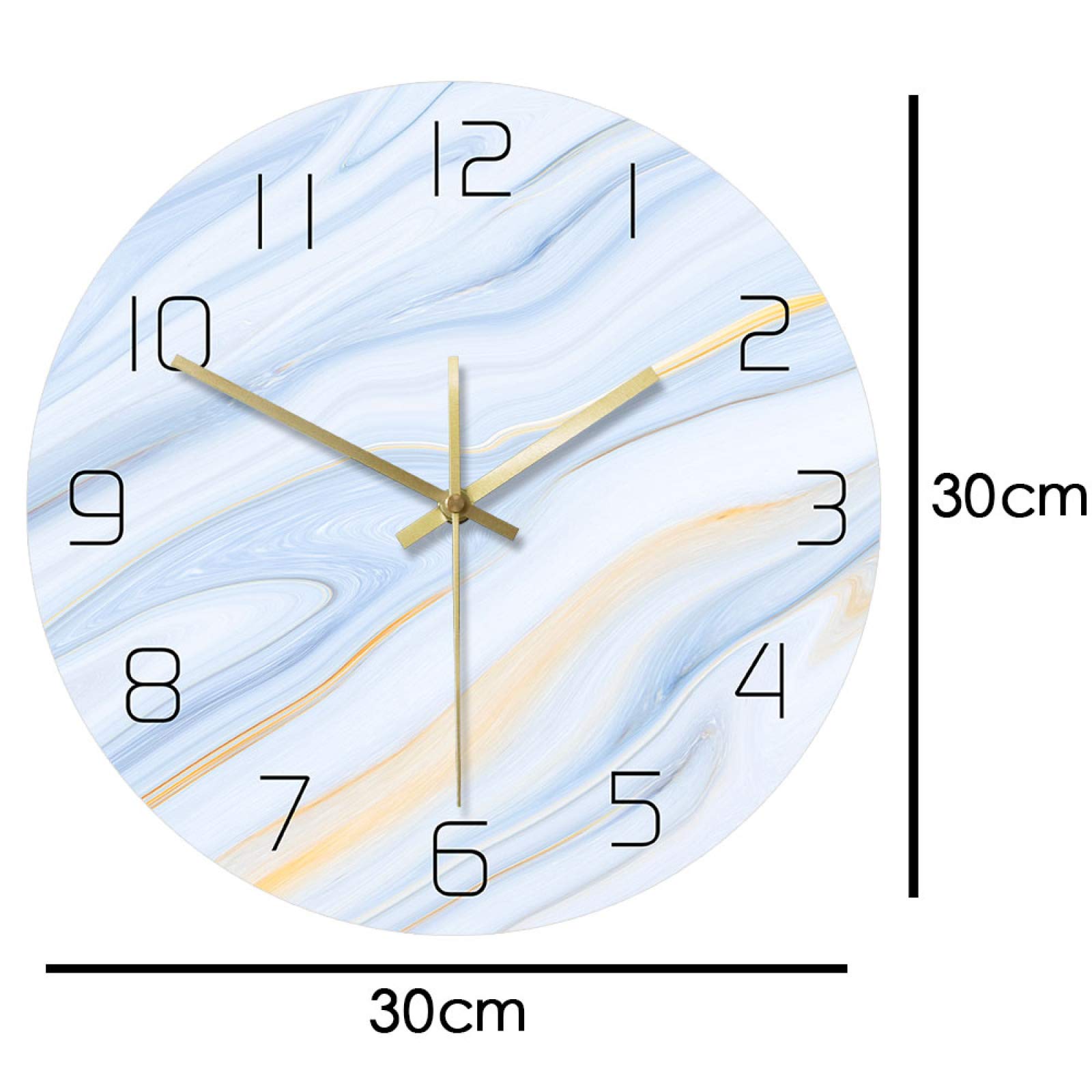 Blue and White Marble Wall Clock - Modern Luxury Silent Non-Ticking Clock with Elegant Marble Texture, Abstract Art Home Decor for Living Room, Bedroom & Office