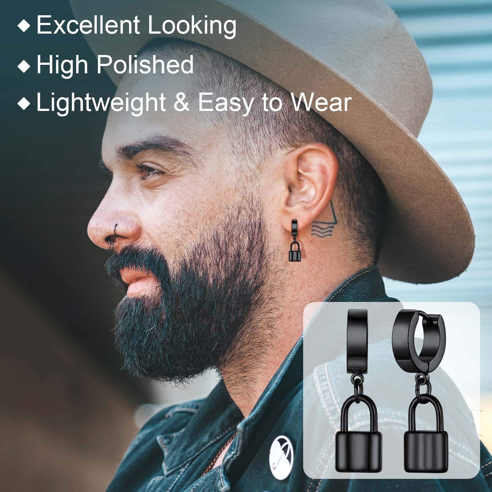 FaithHeart Women's Black Hoop Earrings - Stainless Steel Huggie Hoop Earrings for Women, Lightweight Drop Dangle Earrings with Gift Box - Perfect for Everyday Wear, Parties & Gifts