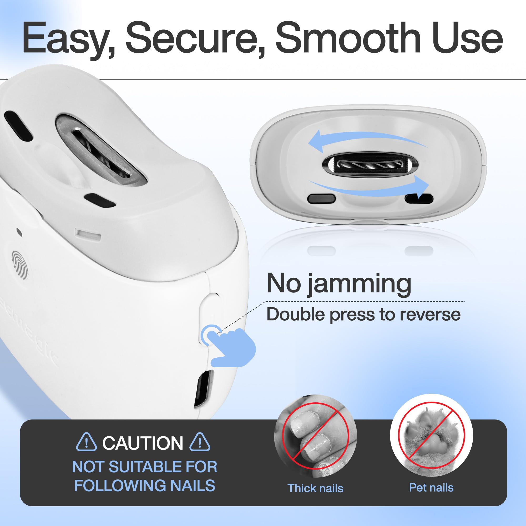 Electric Nail Clipper for Adults & Babies - USB Rechargeable 2-in-1 Nail Trimmer & File with 2 Speed Settings & Nail Scraps Storage | Safe & Easy Nail Care for Home, Travel & Baby Grooming