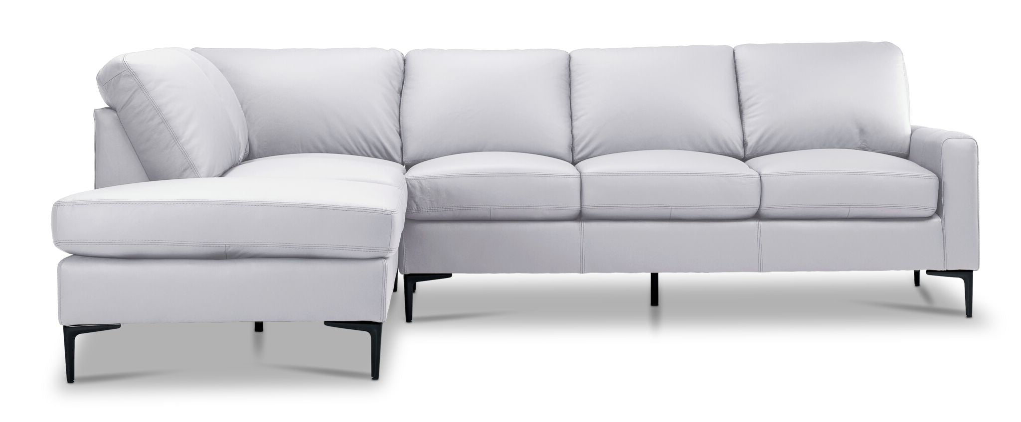 Premium Chito Leather 2-Piece Sectional Sofa with Left Facing Chaise in Silver Grey - Modern Living Room Furniture for Comfortable Lounging & Entertaining