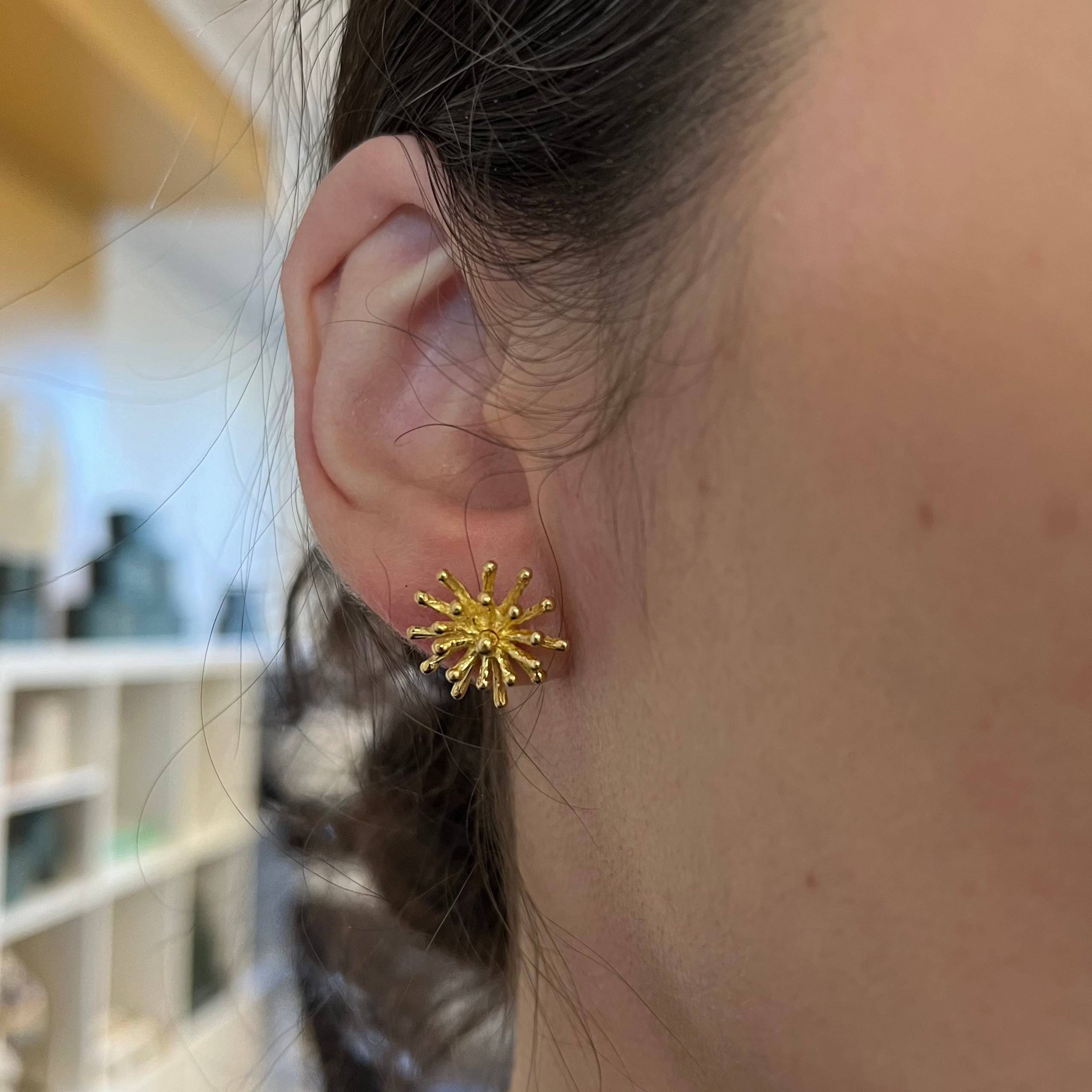 18k Gold 'Cavelti' Burst Earrings - Elegant Dangle Earrings for Women, Perfect for Parties, Weddings & Special Occasions