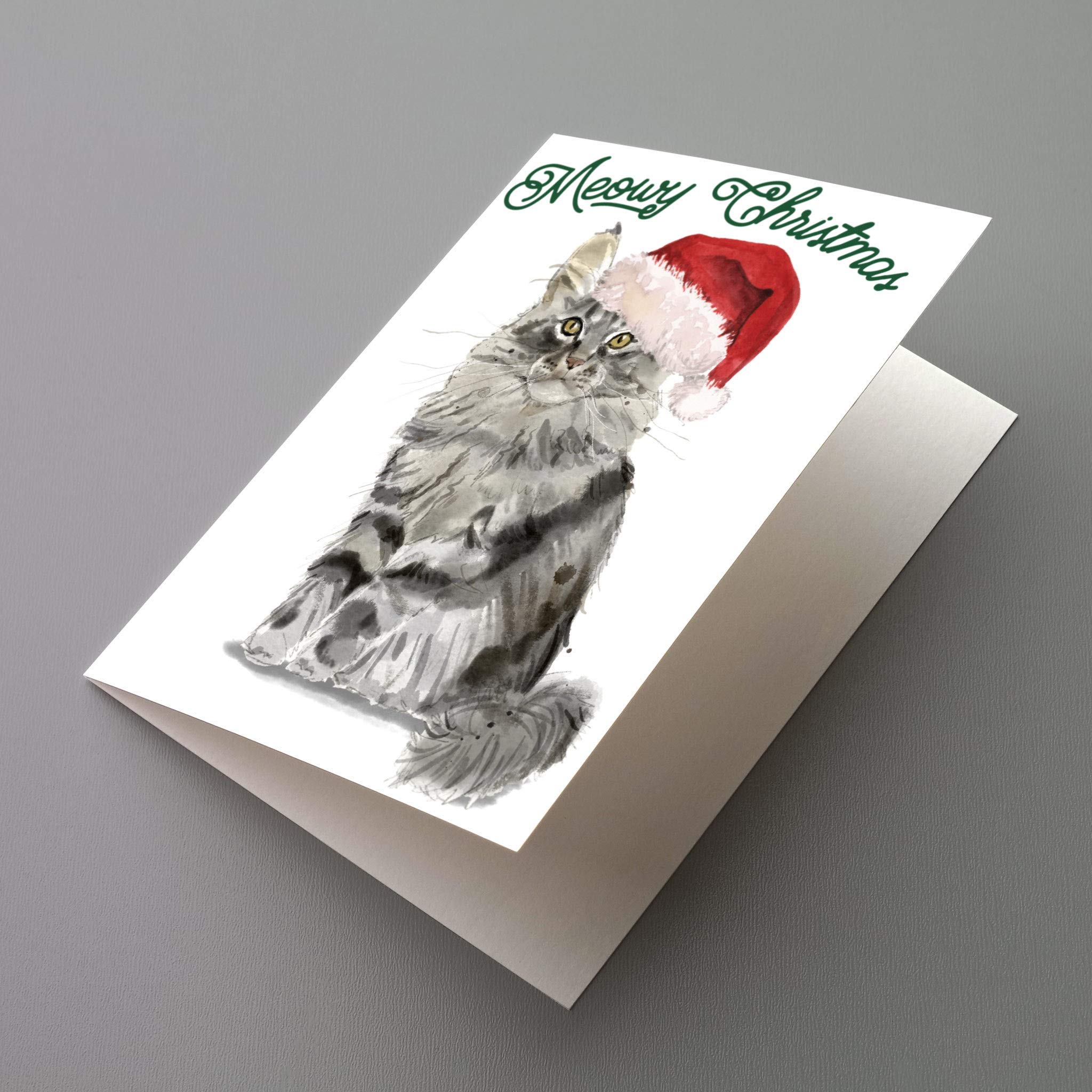 Funny Cat Christmas Card & Wine Label - Cat Lover Gift for Holiday Parties