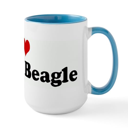 White/Blue Inside - I Love My Fat Beagle Large Mug