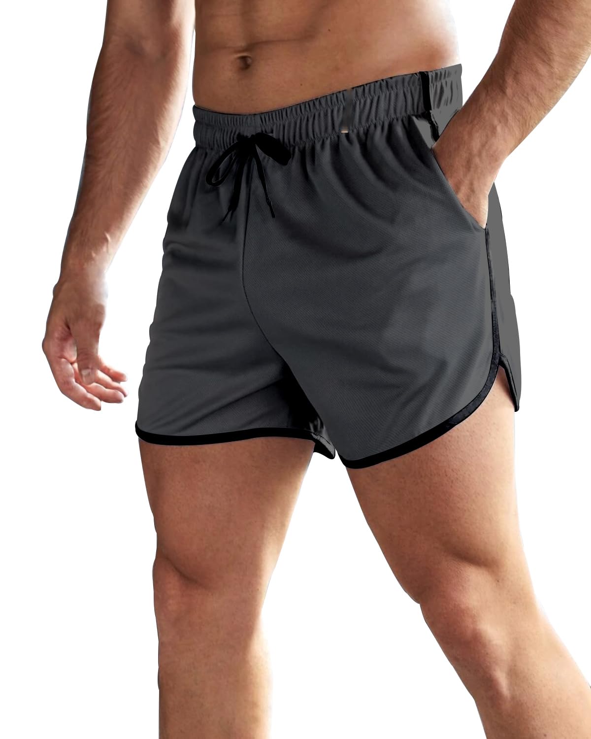 OEBLD Men's 3 Inch Running Shorts - Breathable Quick Dry Workout Athletic Shorts with Zipper Pockets for Gym, Jogging & Outdoor Sports