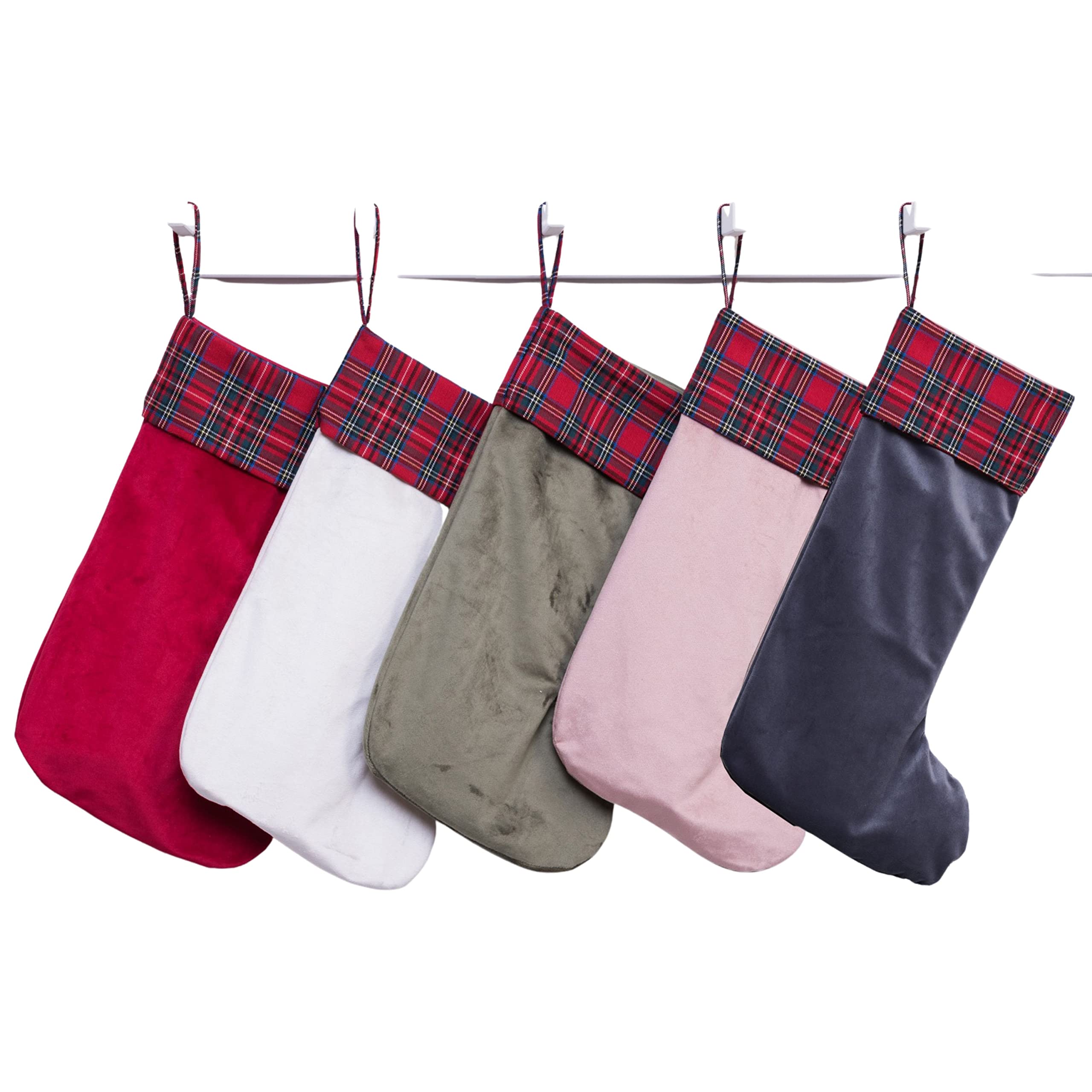 Personalized Christmas Stockings with Plaid Cuff - Custom Name Holiday Decor for Fireplace Mantel, Tree, and Festive Home Decorations