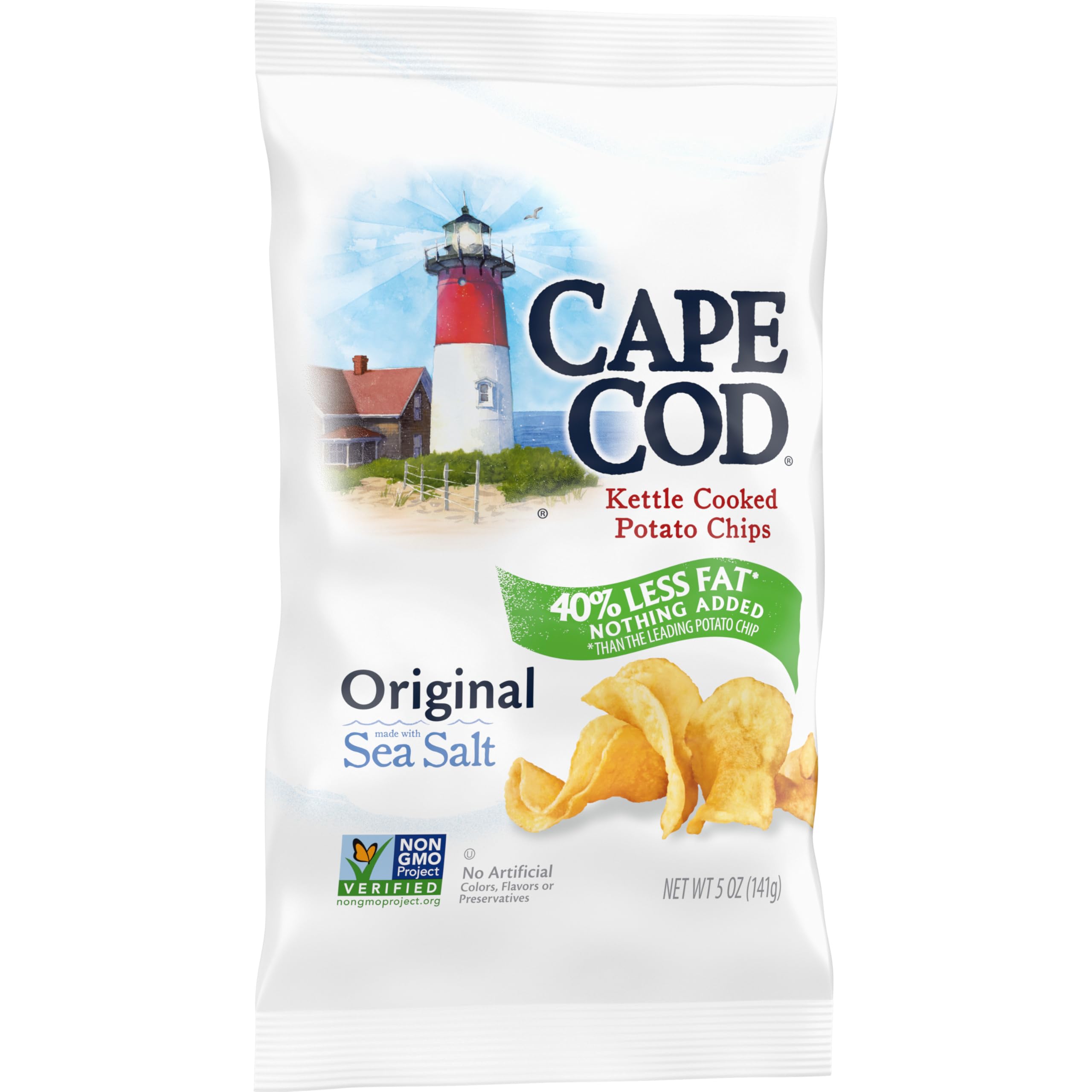 Reduced Fat Cape Cod Potato Chips - 5oz Bag | Low Fat Snack for Parties, Picnics & Healthy Lifestyle