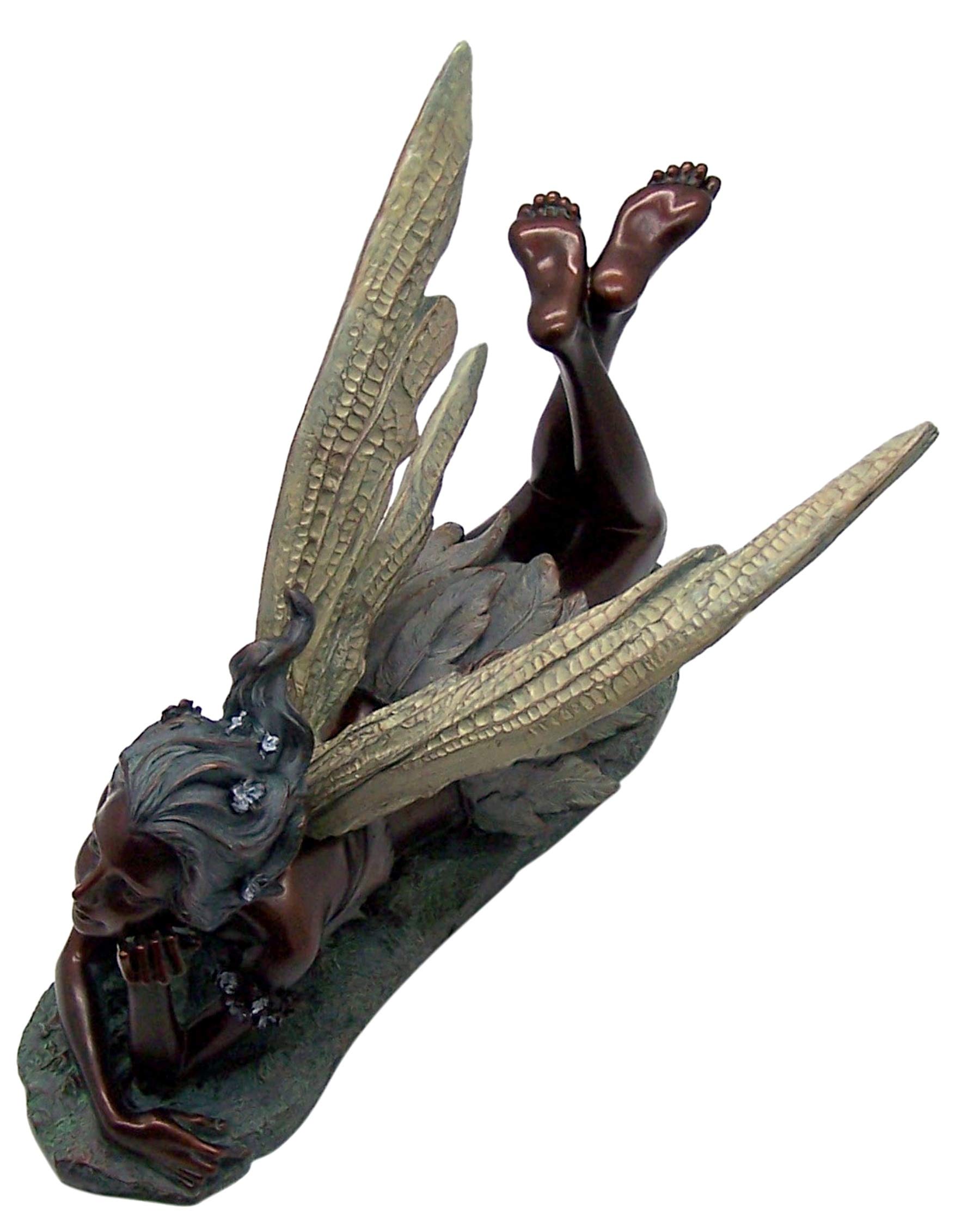 Wowser Daydreaming Fairy Garden Statue - 18 Inch Bronze Finish with Green Accents - Perfect for Outdoor Decor, Fairy Gardens & Backyard Landscaping