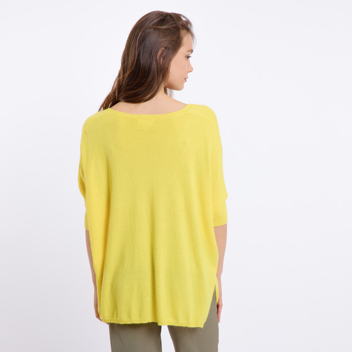 Laurina Short Sleeve Jumper for Women - Soft Cotton Yellow Sweater - Casual Comfort Wear for Everyday Outfits & Office Attire
