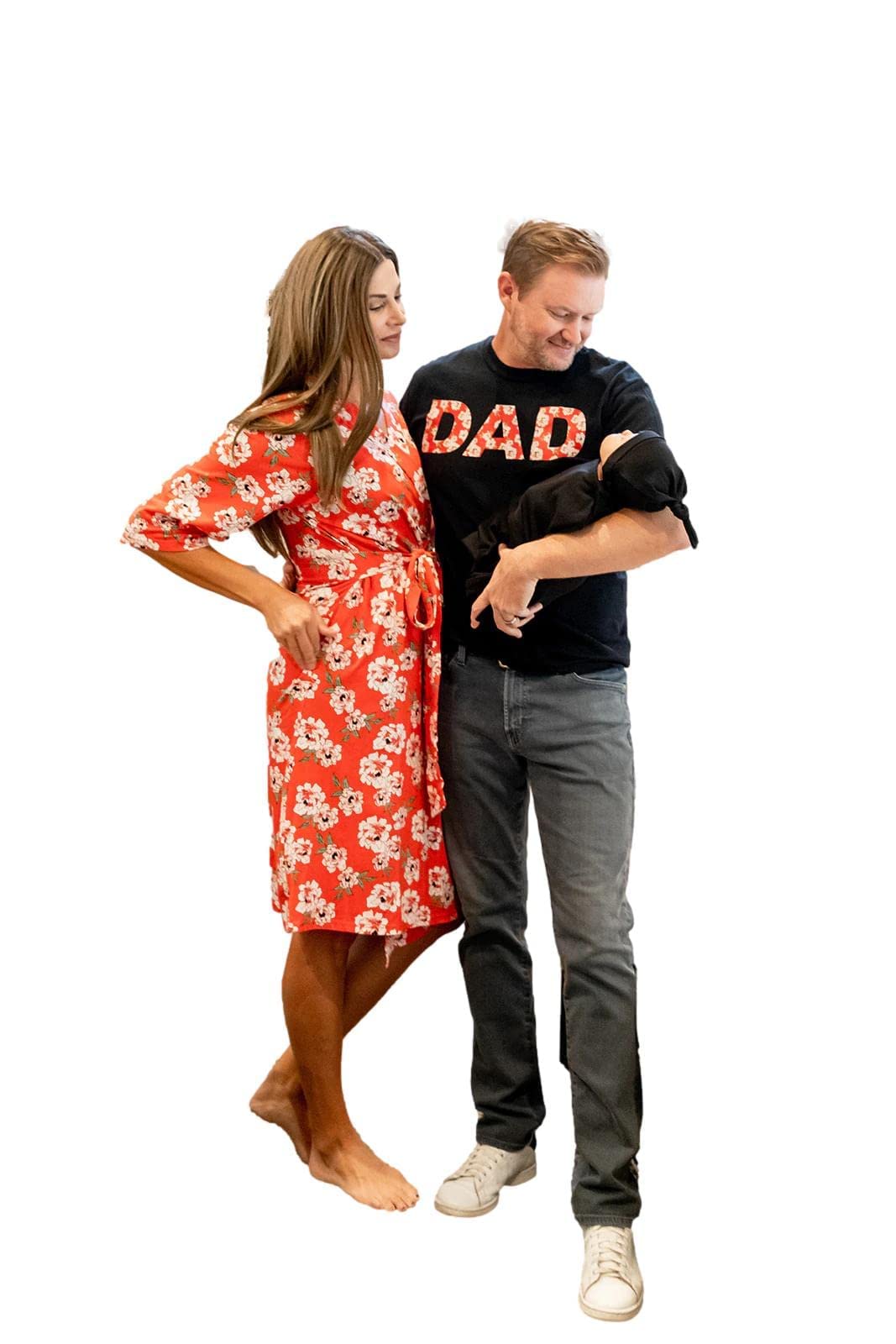 Baby Be Mine Maternity Nursing Robe, Newborn Swaddle Blanket & Daddy T-Shirt Set - Soft Comfortable Postpartum & Hospital Delivery Essentials for Mom & Baby