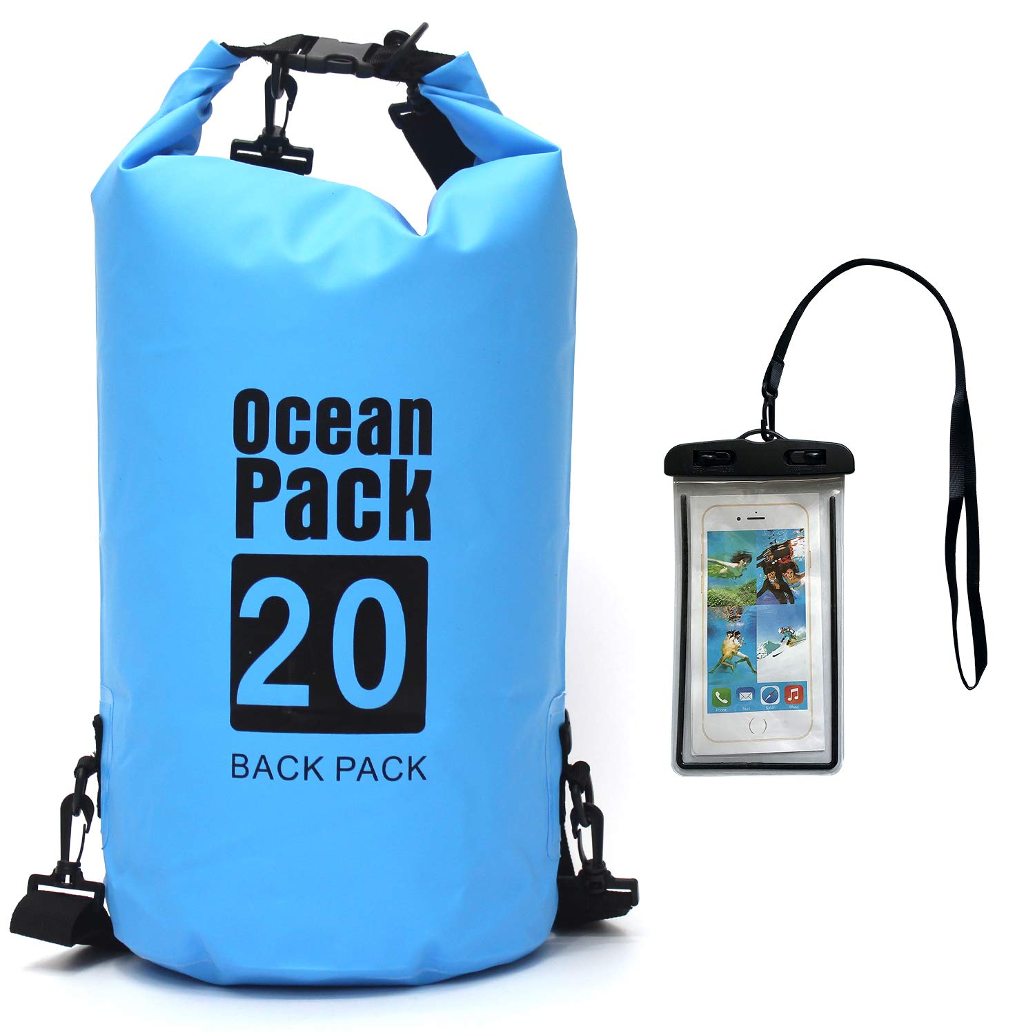 Oflive Waterproof Dry Bag with Phone Case - 2L/5L/10L/15L/20L/30L Sizes - Floating & Lightweight Dry Sack for Kayaking, Rafting, Boating, Swimming | Perfect for Camping, Hiking, Beach Trips & Fishing Gear Protection
