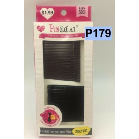 PINCCAT #P179 LG Brown & Black Bobby Pins 50PCS - Hair Accessories for Women, Secure Hairstyles for Weddings, Parties & Everyday Use