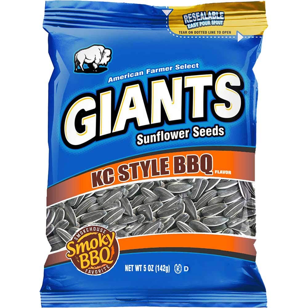 Giants KC Style Barbeque Sunflower Seed Snacks - 5oz (Pack of 12) | Crunchy & Flavorful Roasted Seeds | Perfect for Road Trips, Game Nights & Healthy Snacking