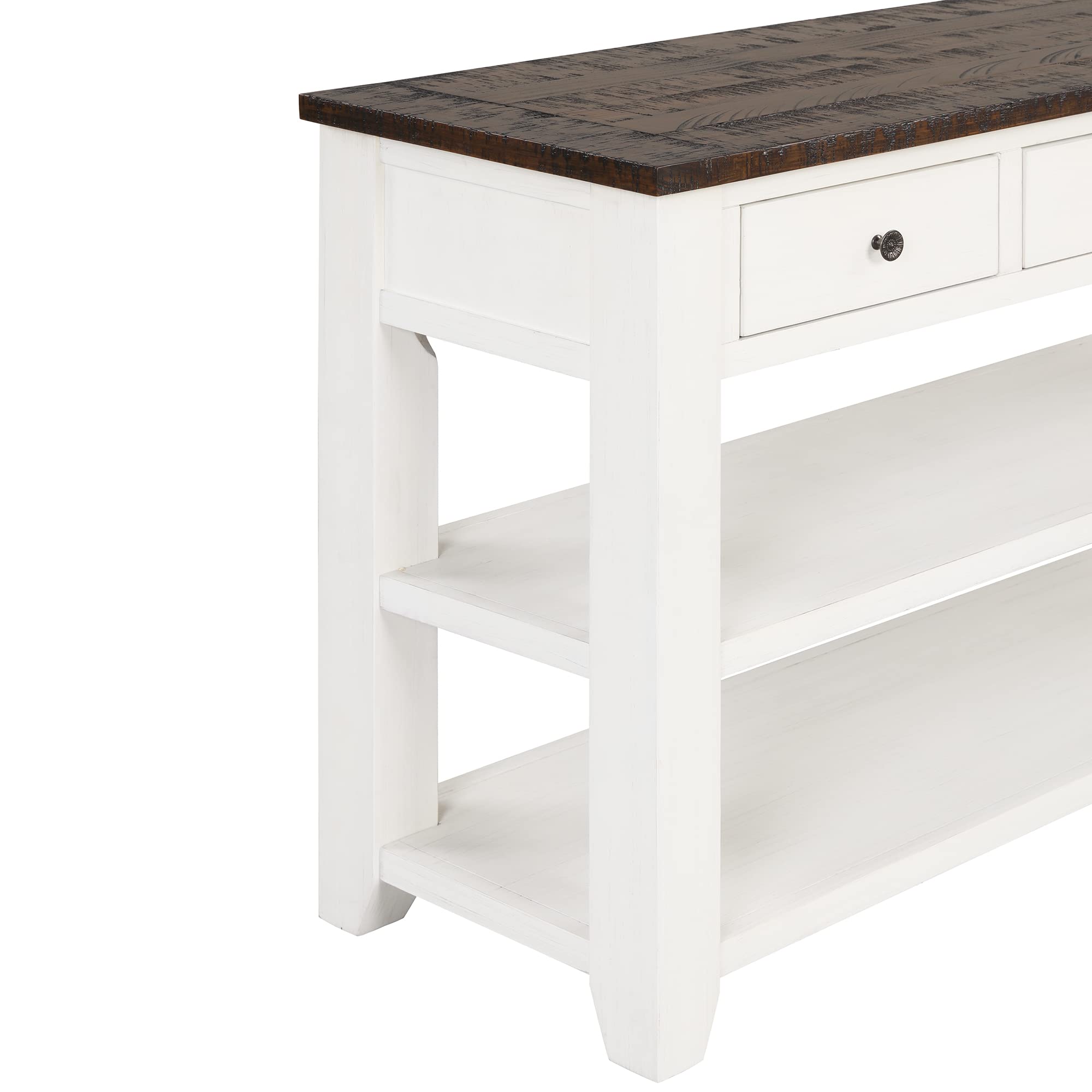 Farmhouse Entryway Console Table with 3 Drawers & Open Shelves - 48.8
