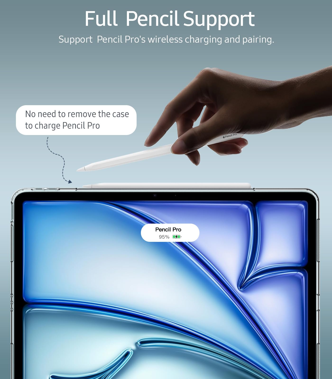 TiMOVO Clear Slim Lightweight TPU Protective Case for New iPad Air 13 inch (M3/M2 2025/2024 Model) - Transparent Back Cover with Pencil Pro & USB-C Pencil Support - Perfect for Work, Study & Travel