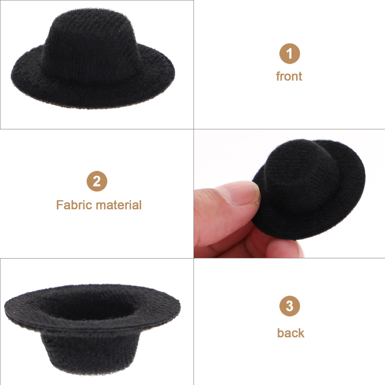 20-Pack Mini Black Formal Hats for Dolls - 4cm/1.57