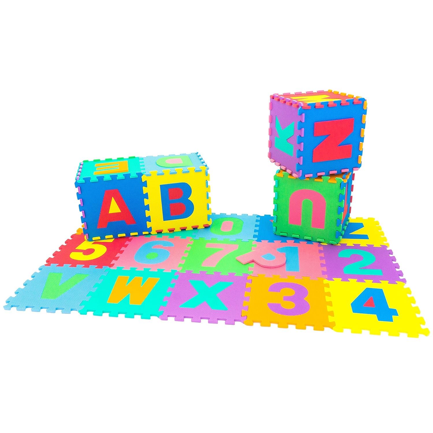 Non-Toxic EVA Foam Alphabet & Number Puzzle Playmat for Kids - 12x12 Inch Interlocking Tiles - Sensory Floor Mat for Baby Crawling, Learning & Indoor/Outdoor Play - Perfect for Nursery, Daycare & Playroom