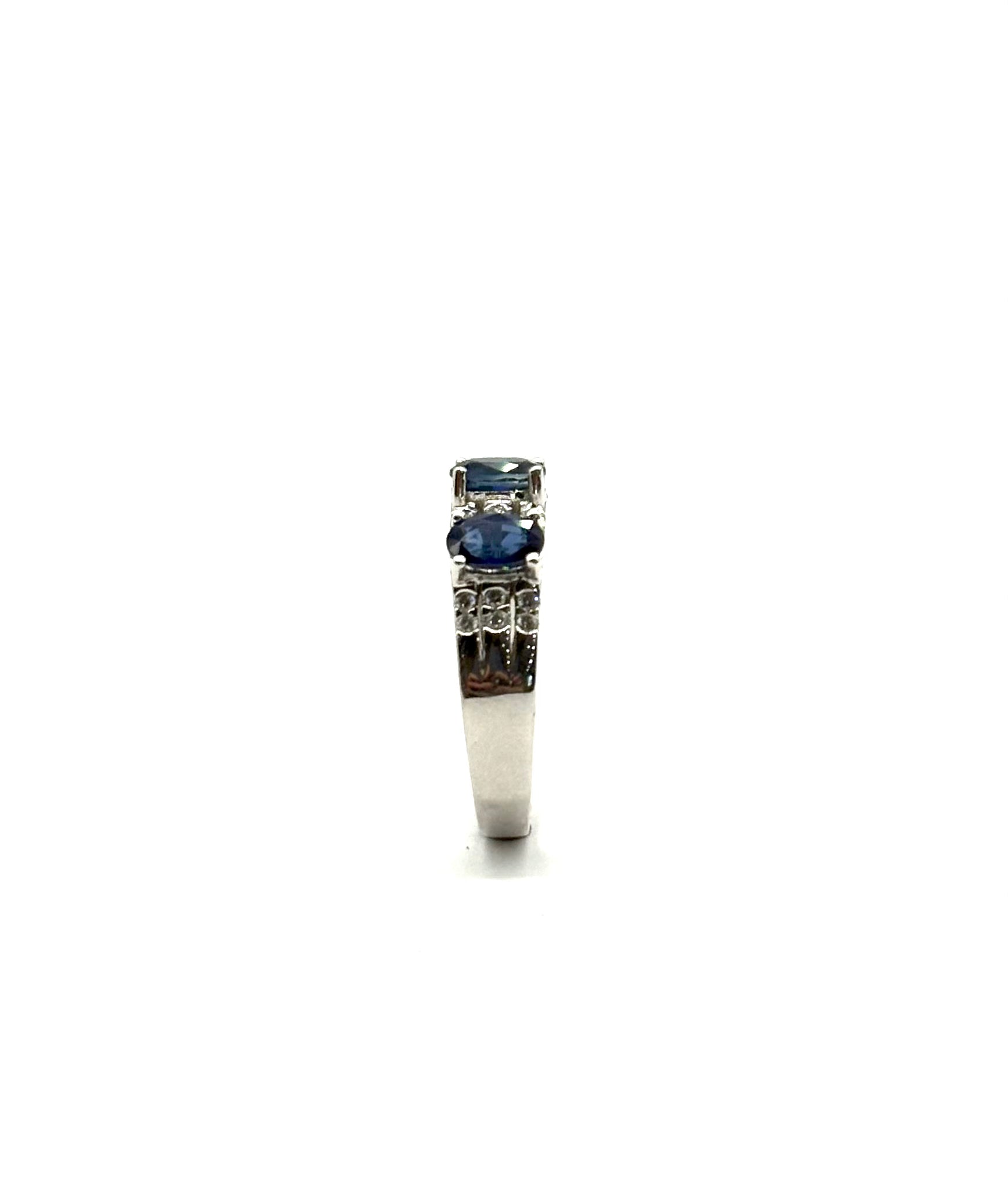 18K Gold Diamond and Sapphire 3 Row Stackable Ring for Women - Elegant Wedding, Anniversary, or Gift Jewelry for Special Occasions