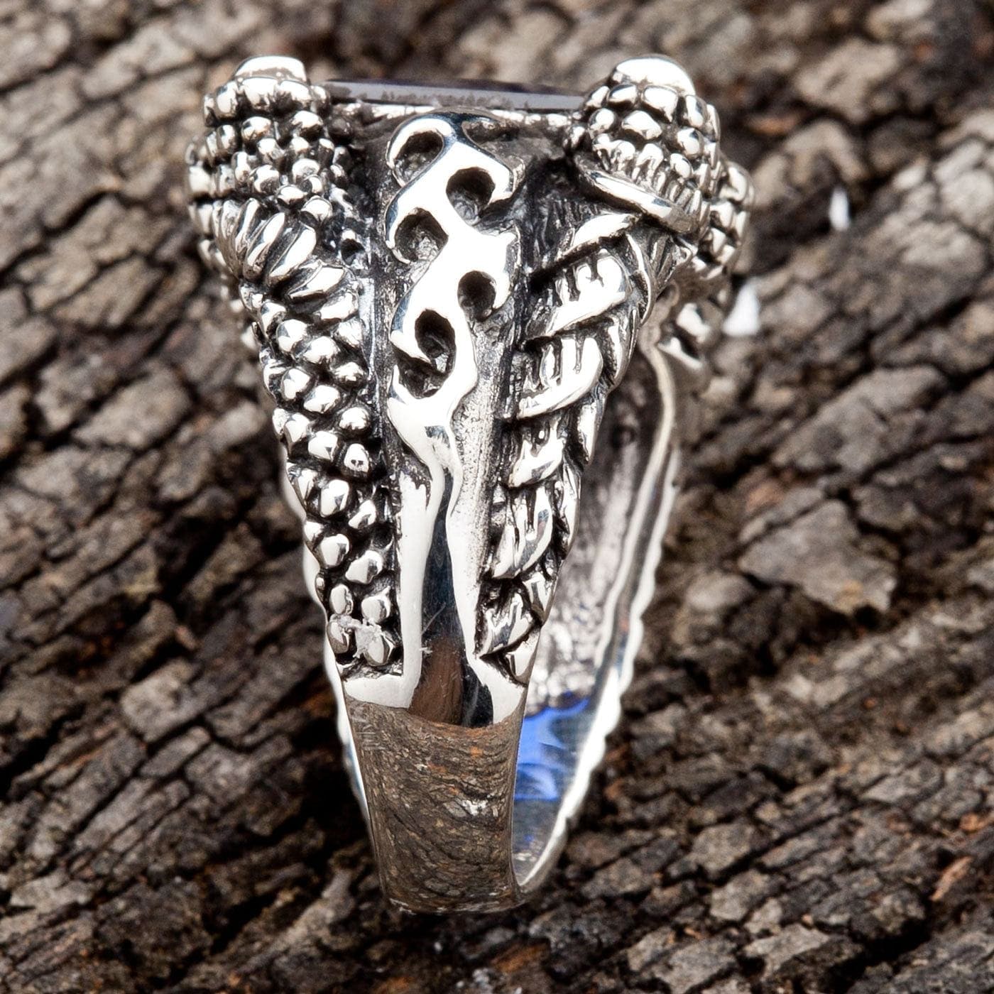 Blue Sapphire Claw Sterling Silver Men's Gothic Ring for Punk Fashion & Alternative Style - Perfect for Weddings, Parties & Gothic Outfits