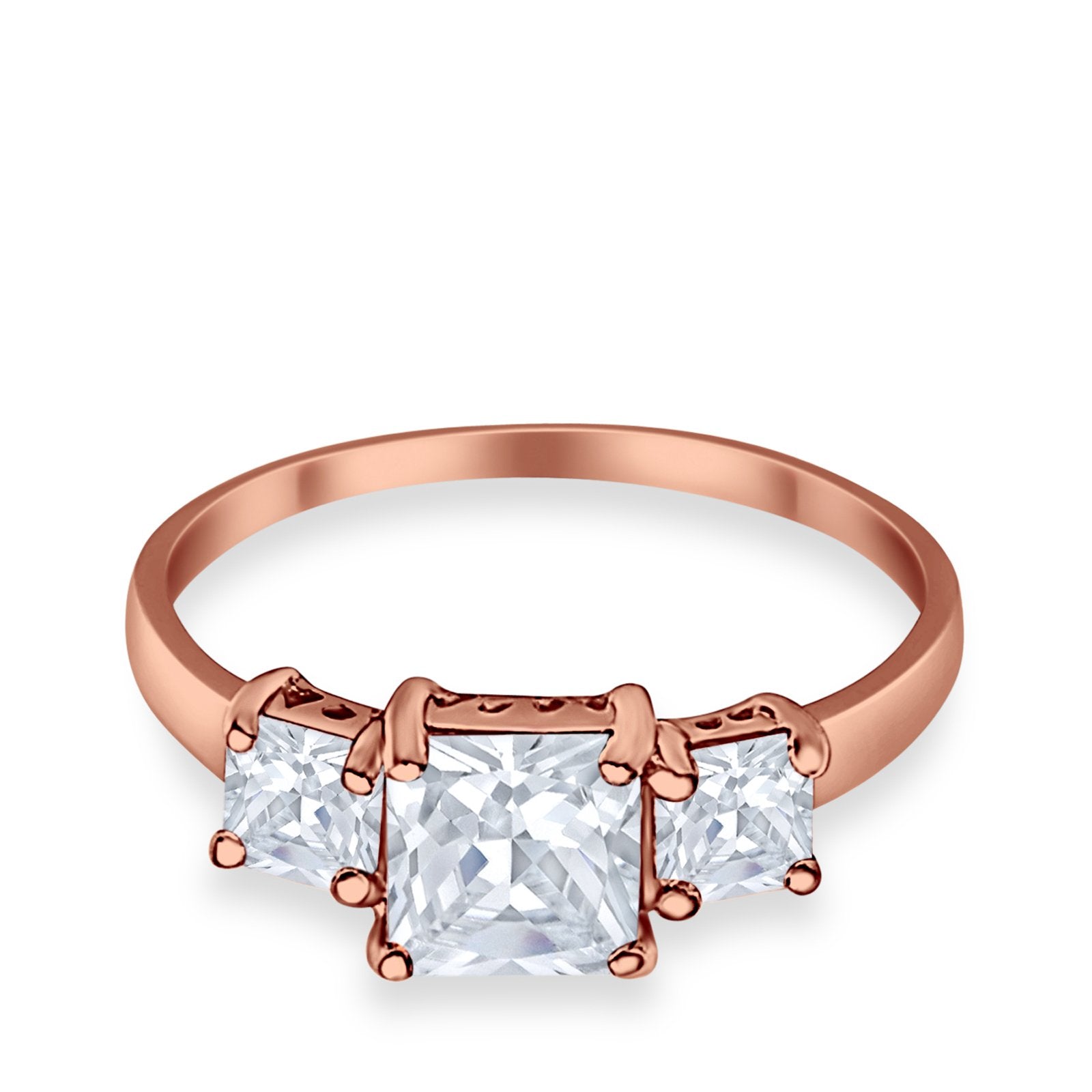 3 Stone Princess Cut Cubic Zirconia Ring - 925 Sterling Silver Fashion Jewelry for Women - Perfect for Weddings, Anniversaries & Special Occasions