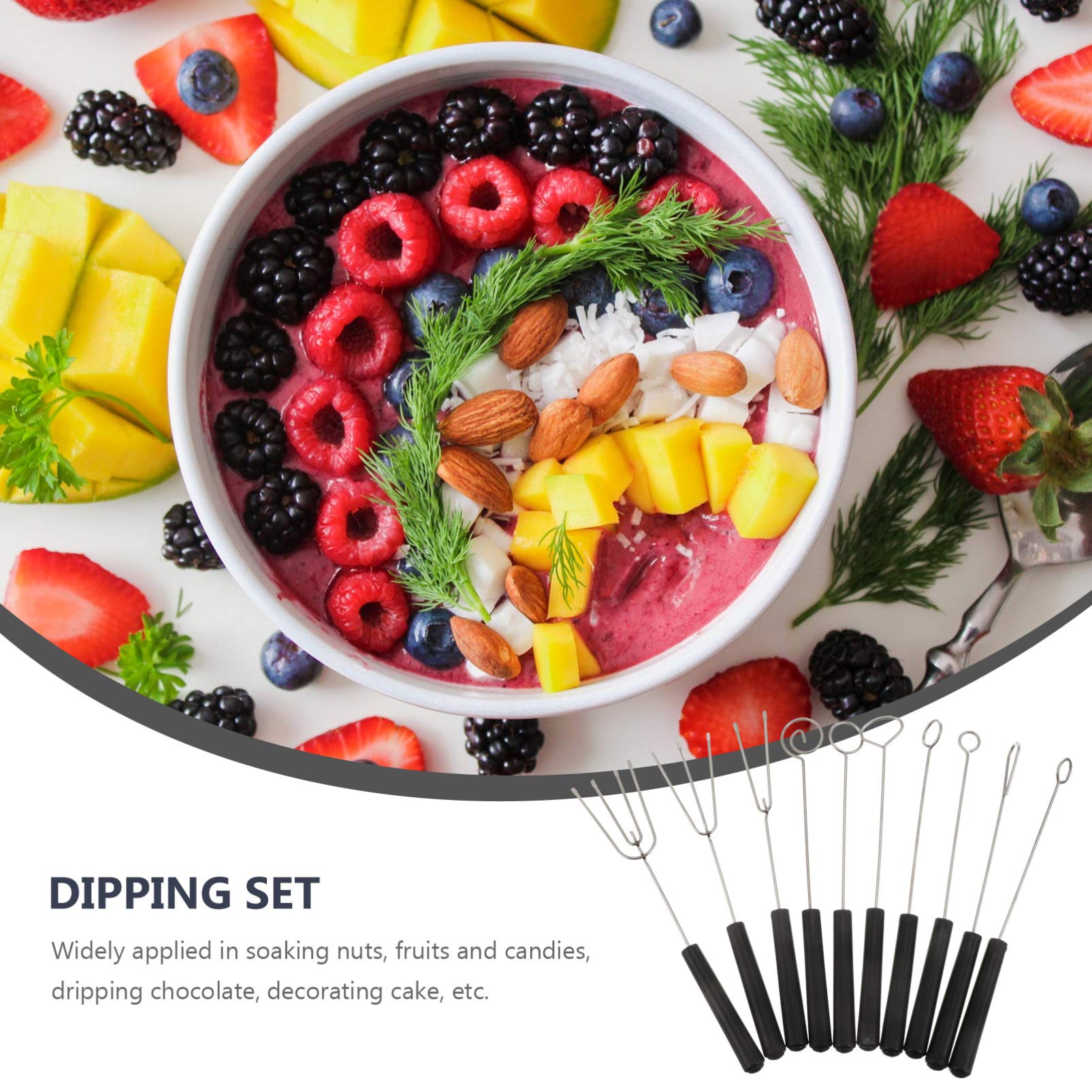 10-Piece Chocolate Dipping Forks Set - DIY Decorating Tools for Baking, Candy Making & Kitchen Use - Perfect for Chocolate, Candy, BBQ & Dessert Decorating - Essential Baking Supplies & Kitchen Gadgets
