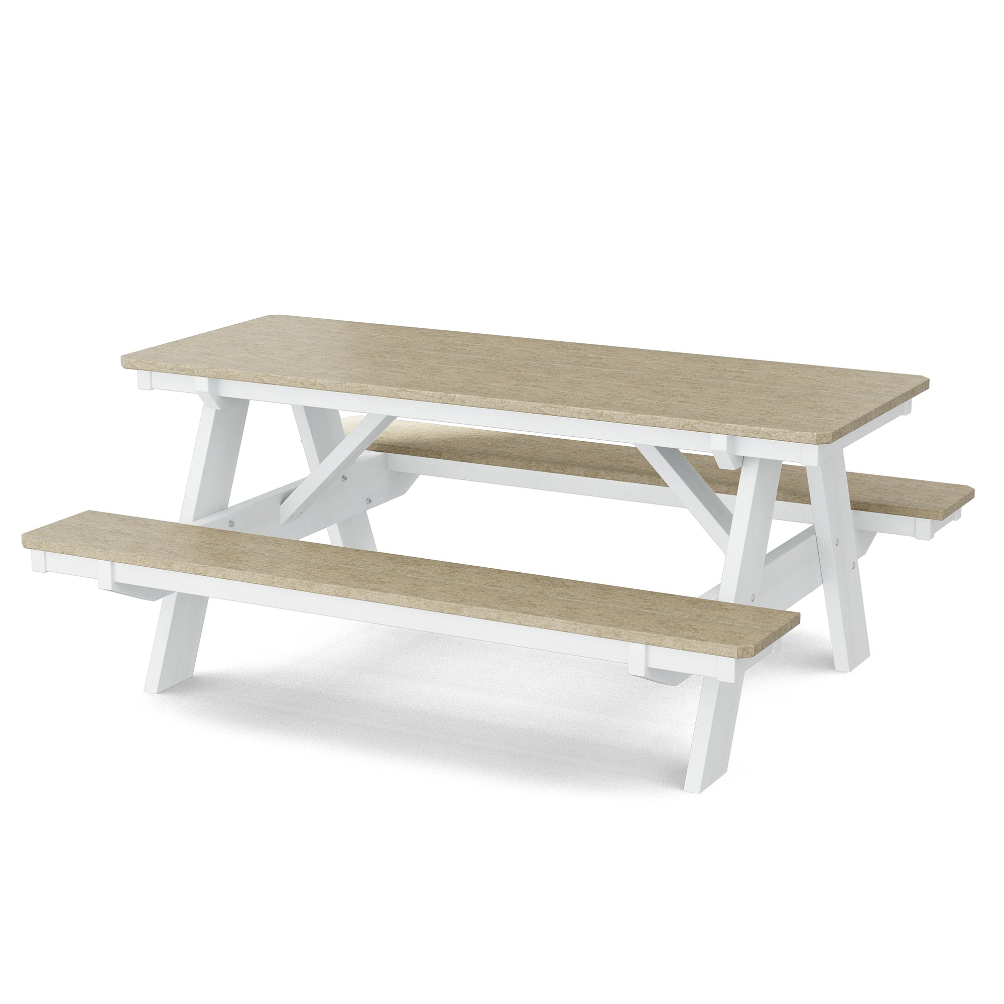 Heritage 72 Inch Outdoor Picnic Table with Attached Benches - Durable All-Weather Patio Furniture for Backyard, Garden, and Park Gatherings