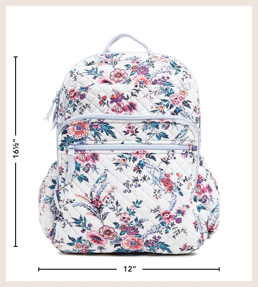 Vera Bradley Women's Performance Twill XL Campus Backpack - Olive Leaf - Spacious Laptop Bag for College, Work & Travel - Durable School Backpack with USB Port & Padded Straps