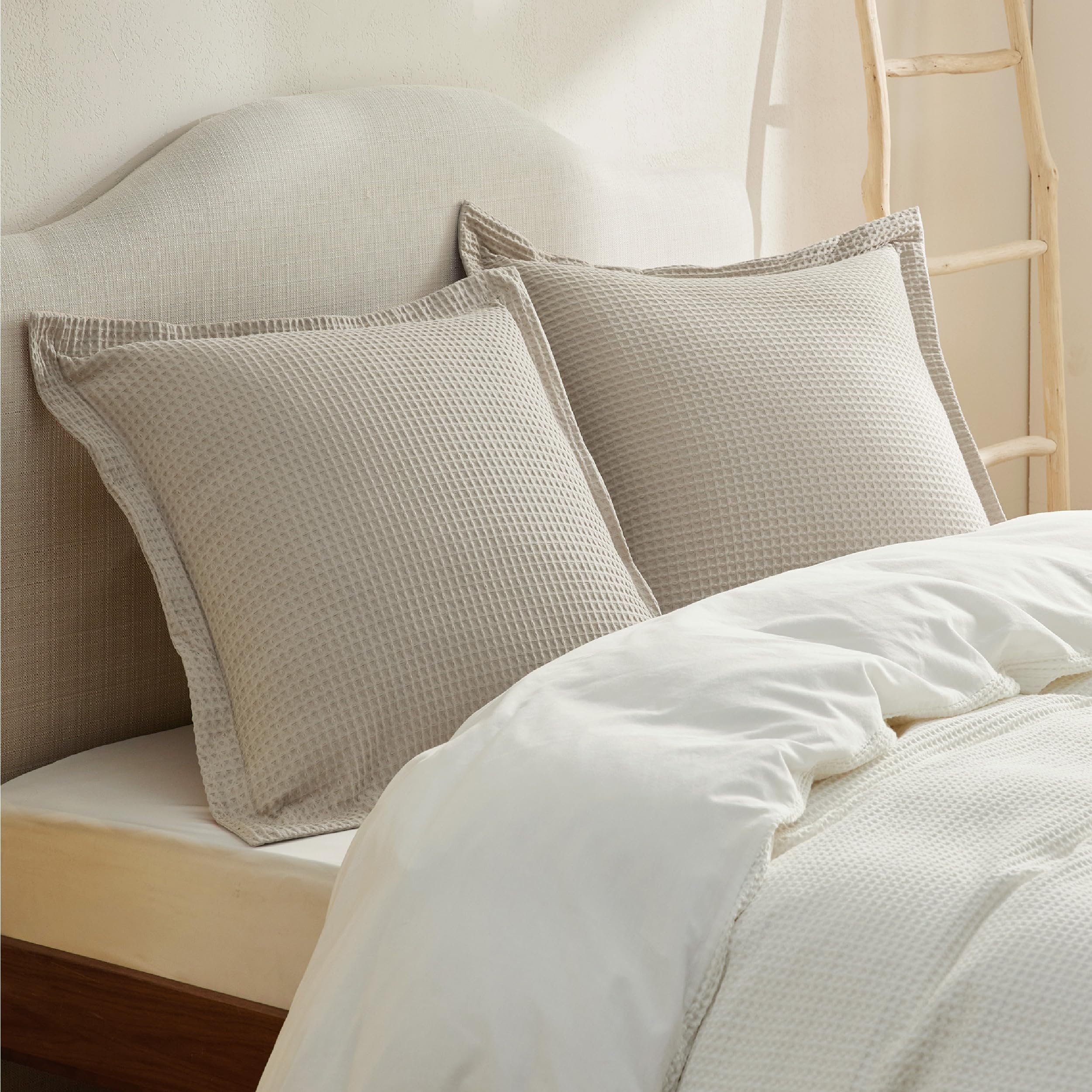Bedsure 100% Cotton Waffle Weave Euro Sham Pillowcases 26x26 Inches 2 Pack - Envelope Closure for Bed, Sofa & Couch - Home Decor & Gift Idea - Breathable & Soft for All Seasons
