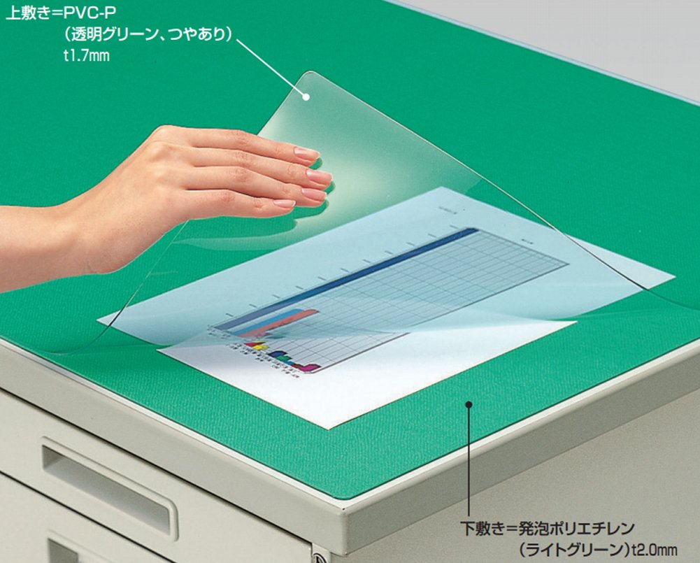 Polyethylene Foam MA-215N PVC-P Transparent Green Luster Underlay - Premium Japanese Import Desk Mat with Soft Cushioning for Office, Study & Home Workspaces
