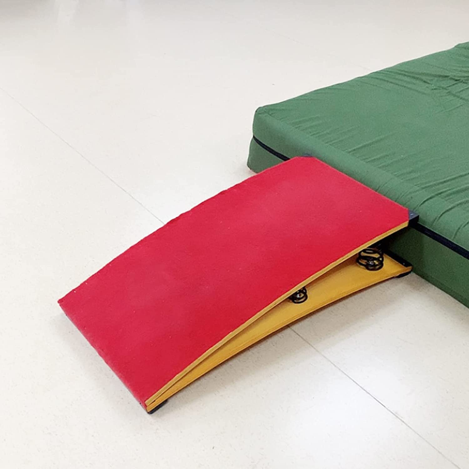 Kids & Junior Gymnastics Springboard - Anti-Skid Felt Surface with Thick Durable Spring (Red/Green) - Perfect for Home Training, Gym Practice & Tumbling Exercises