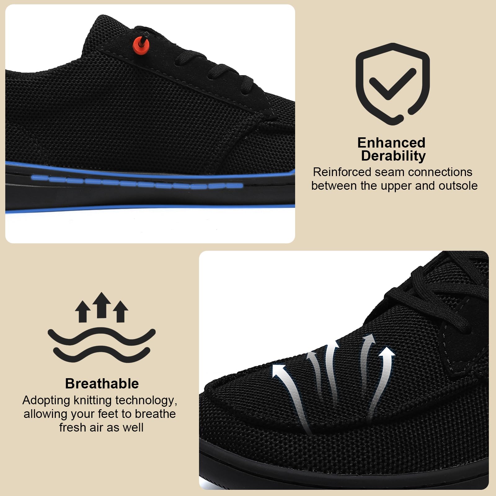 Men's Barefoot Wide Toe Box Shoes - Minimalist Zero Drop Sole Slip-On Walking Shoes for Men | Extra Wide Comfort for Natural Movement | Perfect for Hiking, Gym Workouts & Everyday Wear