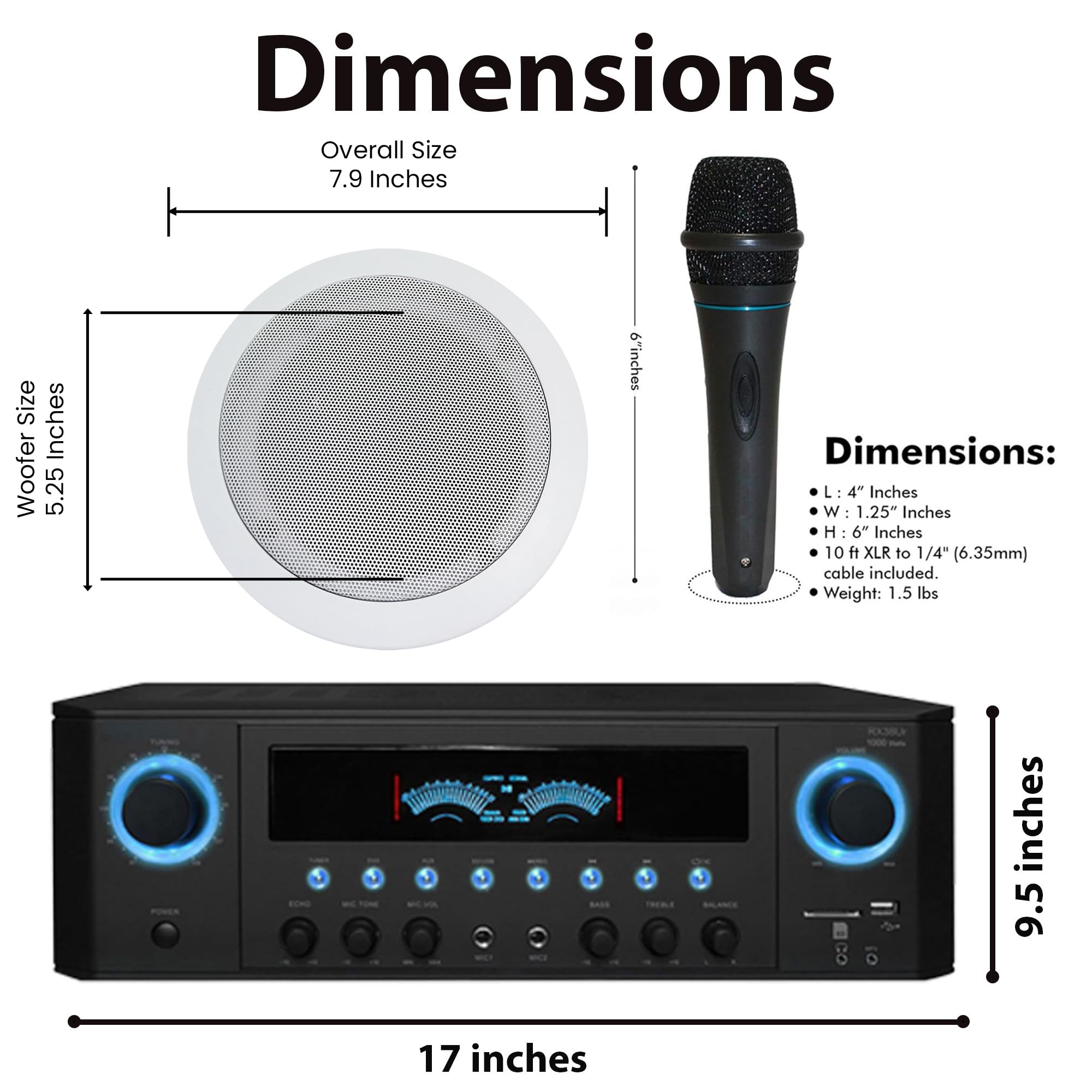 Technical Pro 1000W Professional Home Theater Receiver System with Digital Processing & Remote - Includes 6x 5.25