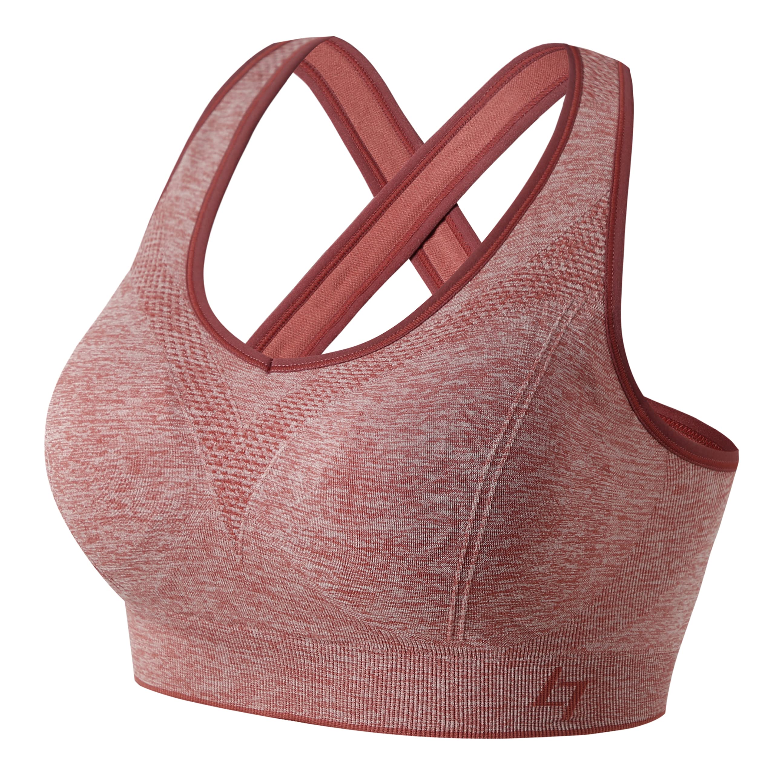FITTIN Women's Cross Back Seamless Sports Bra with Removable Padded Cups - Yoga, Gym, Workout, Running & High-Impact Activities