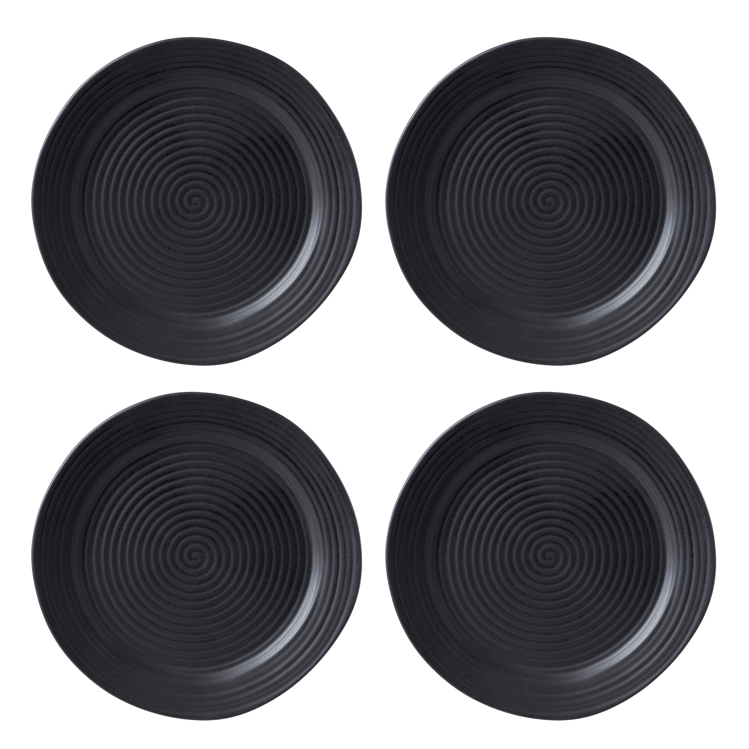 Premium Ridge Black 12-Piece Dinnerware Set - Elegant Porcelain Plates, Bowls & Mugs for Modern Dining - Perfect for Dinner Parties, Family Meals & Restaurant-Style Presentation