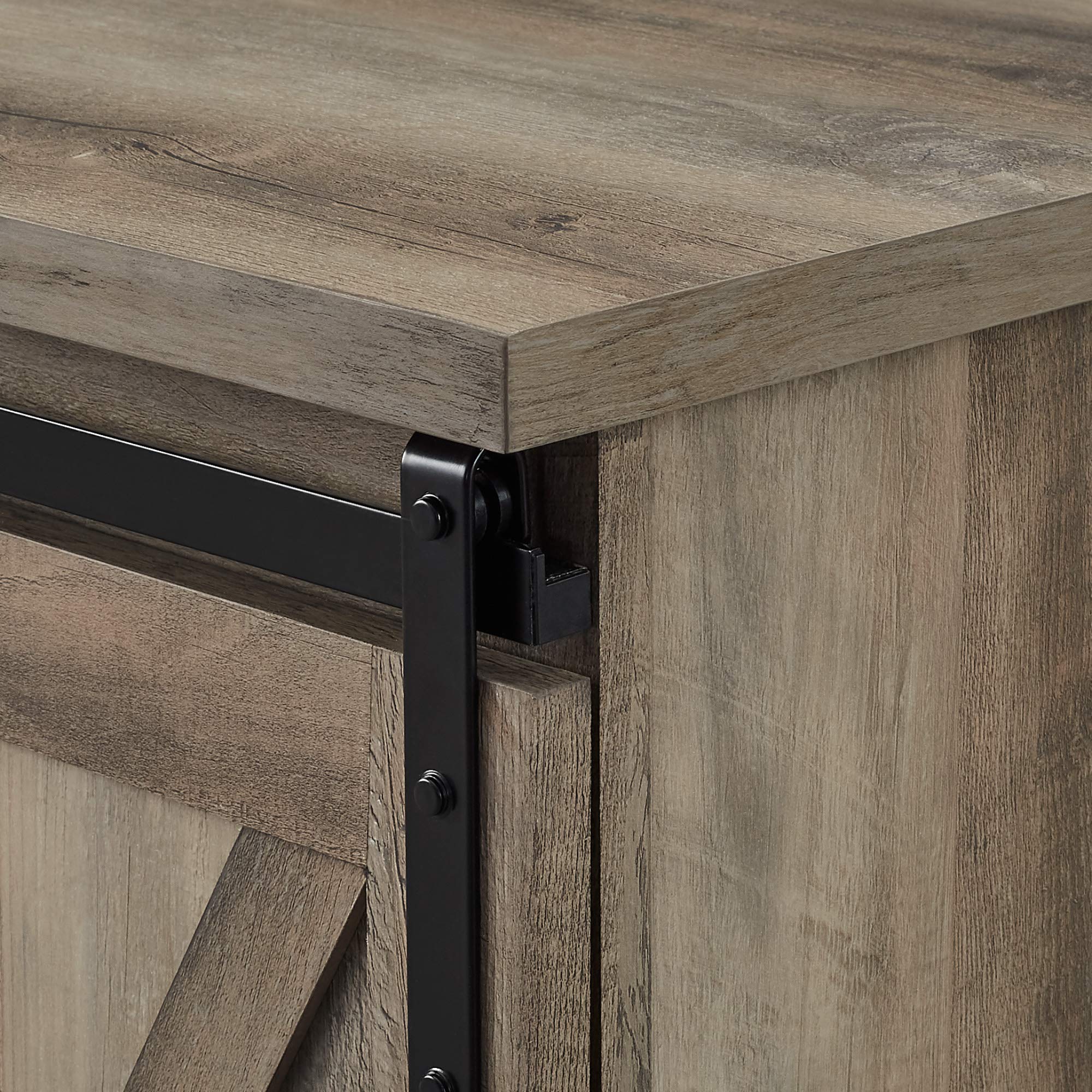 Walker Edison Richmond Modern Farmhouse 65 Inch TV Stand with Sliding Barn Doors - Rustic Grey Wash Finish for Living Room, Bedroom & Home Theater