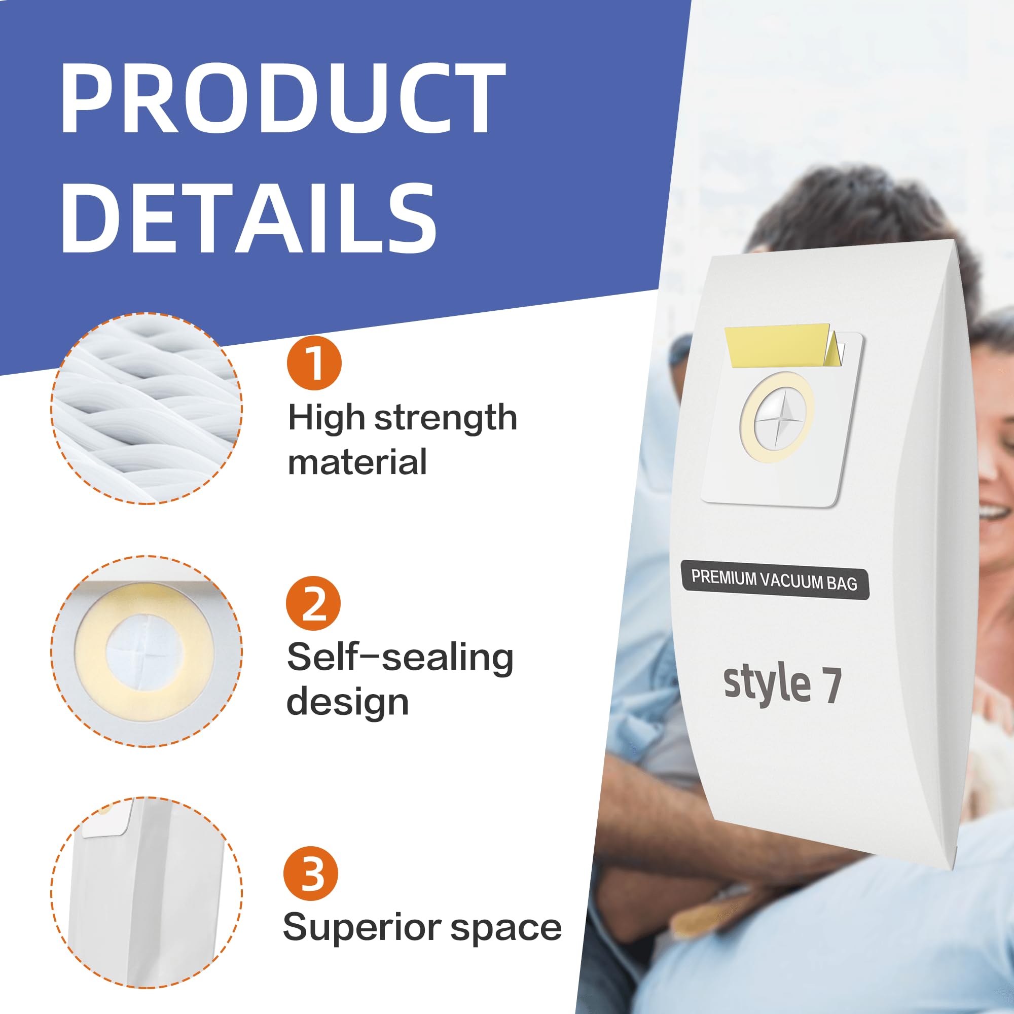 20 Pack Style 7 Vacuum Bags for Bissell Upright Vacuum Cleaners - Compatible with Models 32120, 1739, 71Y7, 3545, 3550, 3554 - Perfect for Home Cleaning, Pet Hair Removal & Allergen Control