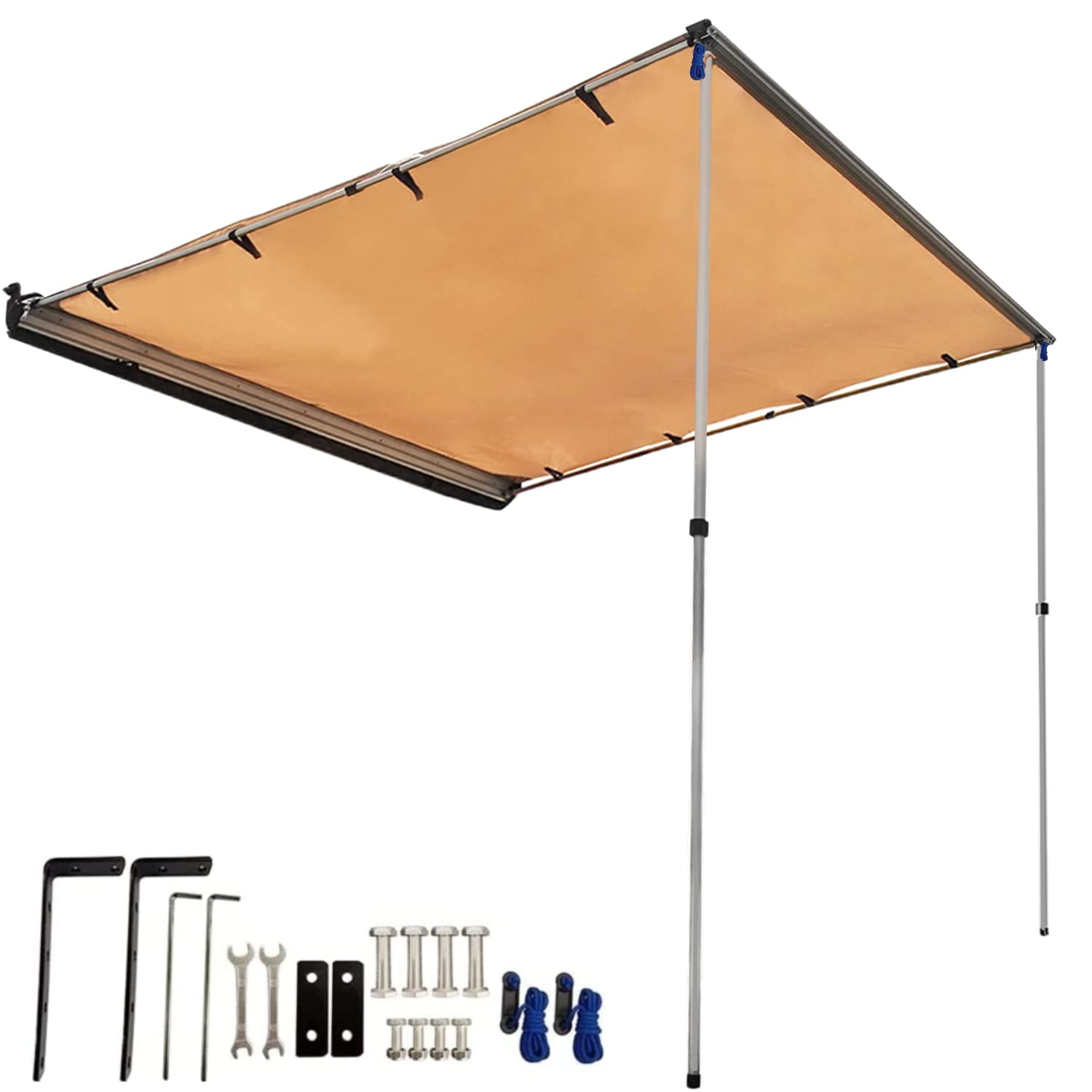 DANCHEL 6.5x9.8ft Vehicle Awning with Metal Joints - SUV/Truck/Van Roof Rack Side Awning, Pull-Out Rooftop Shade for Overlanding, Camping & Outdoor Adventures
