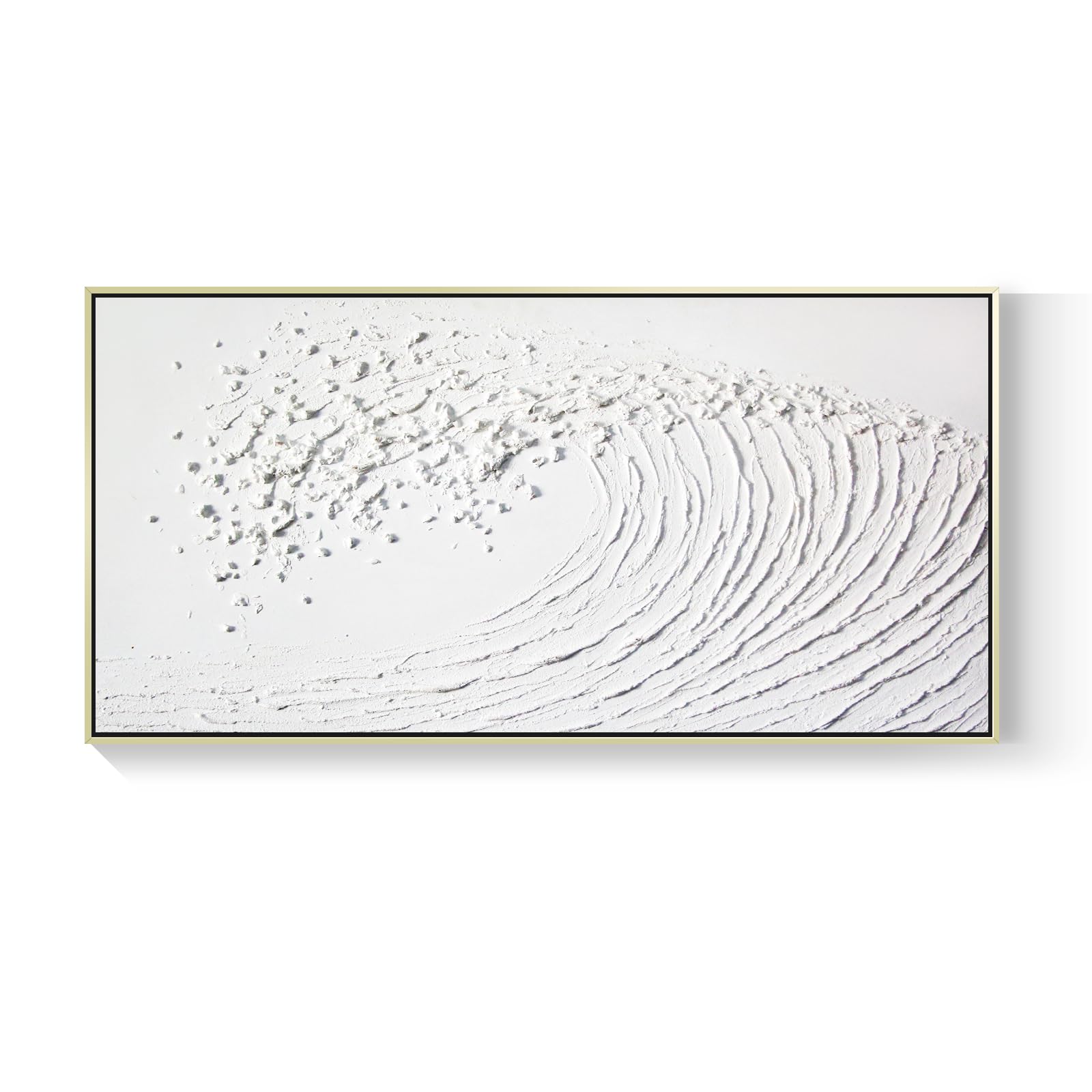 Hand Painted Ocean Wave Oil Painting - Large 48x24 Framed 3D Textured Wall Art for Living Room & Bedroom | Minimalist Coastal Home Decor | Perfect for Beach House, Office or Gift