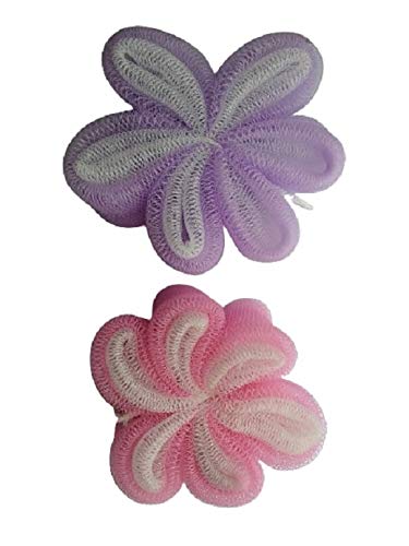 Premium Blue & Orange Round Bath Sponge Loofah Scrubber for Women & Men - Exfoliating Body Scrub, Soft & Durable - Pack of 2 - Perfect for Shower, Bath & Spa Day Self Care