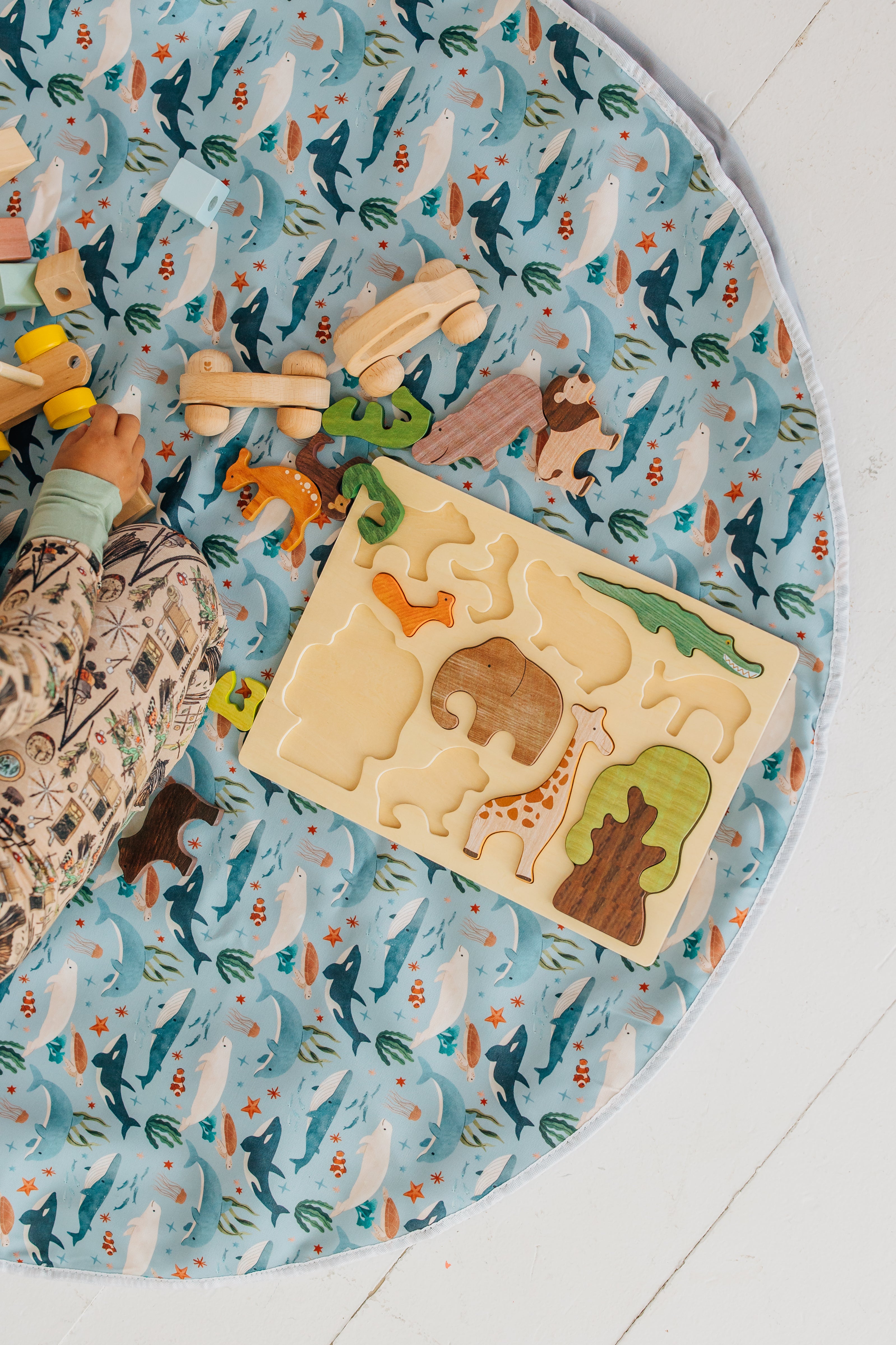 Fintastic Friends Waterproof Play Mat for Kids - Indoor & Outdoor Use - Perfect for Playtime, Picnics, and Daycare Activities