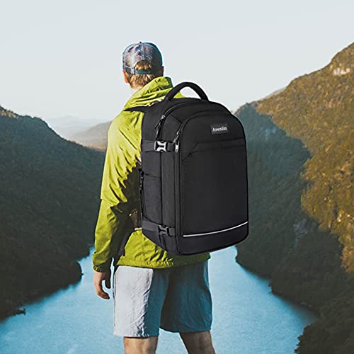 40L Waterproof Travel Backpack for Women & Men - Flight Approved Carry On for Laptops & Weekenders - Black