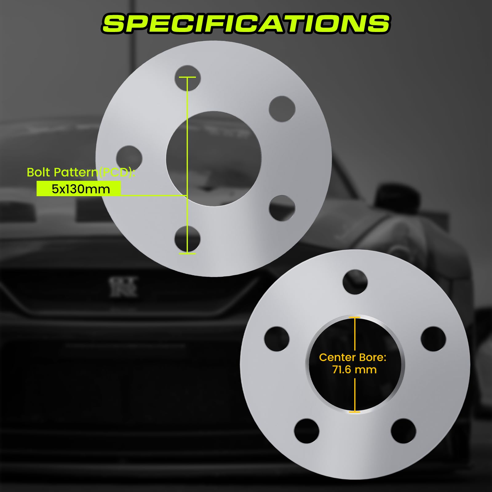 2-Pack 5mm Hub Centric Wheel Spacers - 5x130 to 5x130 Bolt Pattern, 71.5mm Center Bore, 14x1.5 Thread Pitch - Compatible with Porsche Cayman, Boxster, 911, Cayenne, Panamera & Audi Q7 - Perfect for Enhanced Stance & Custom Wheel Fitment