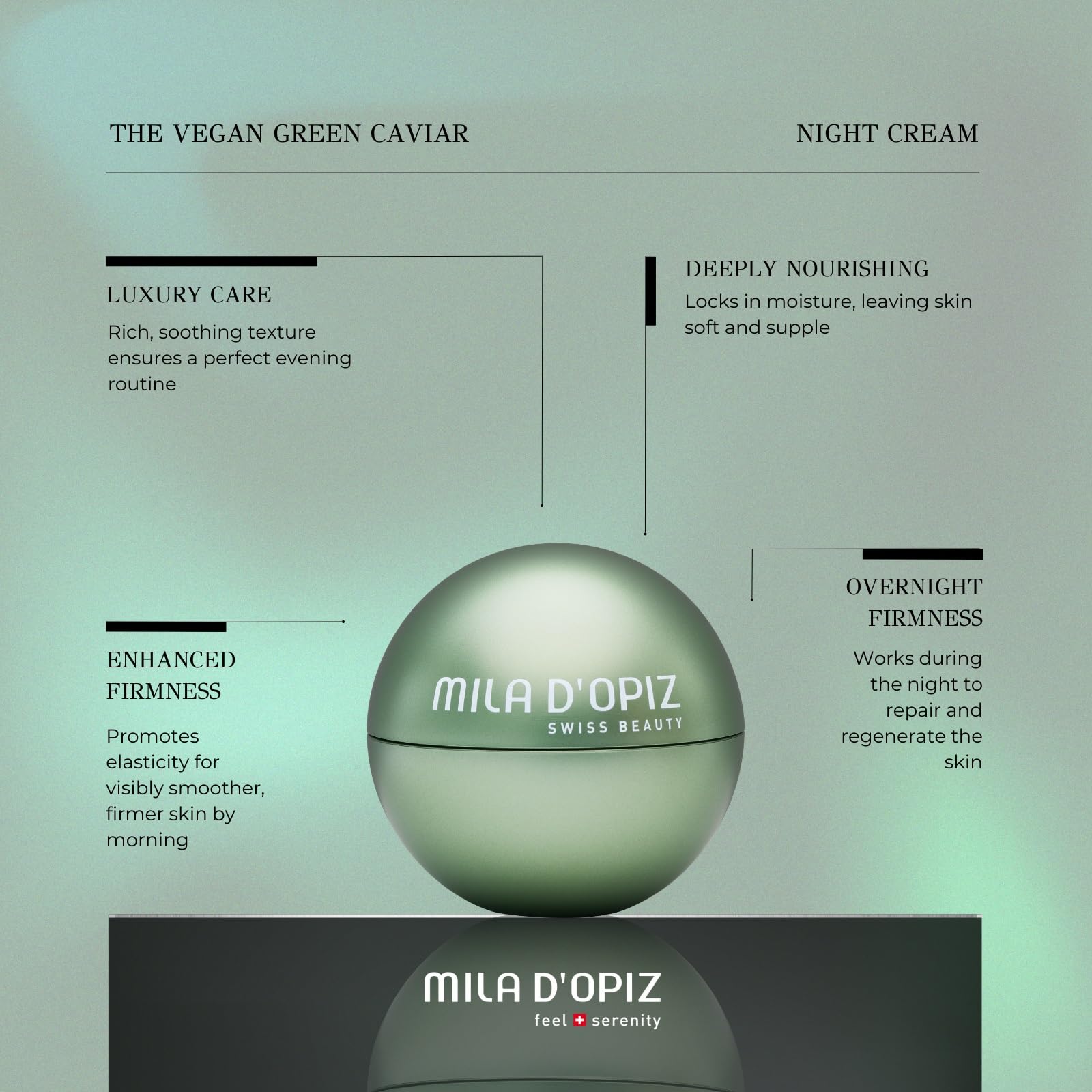 Mila d'Opiz Vegan Green Caviar Night Cream - Organic Aloe Vera Face Moisturizer for Toning, Firming & Anti-Aging - 1.69 oz - Perfect for Nighttime Skincare Routine & Dry Skin Hydration